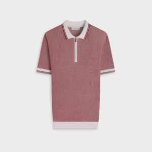 Ottoman Rib Quarter Zip Short-Sleeve Polo Sweater