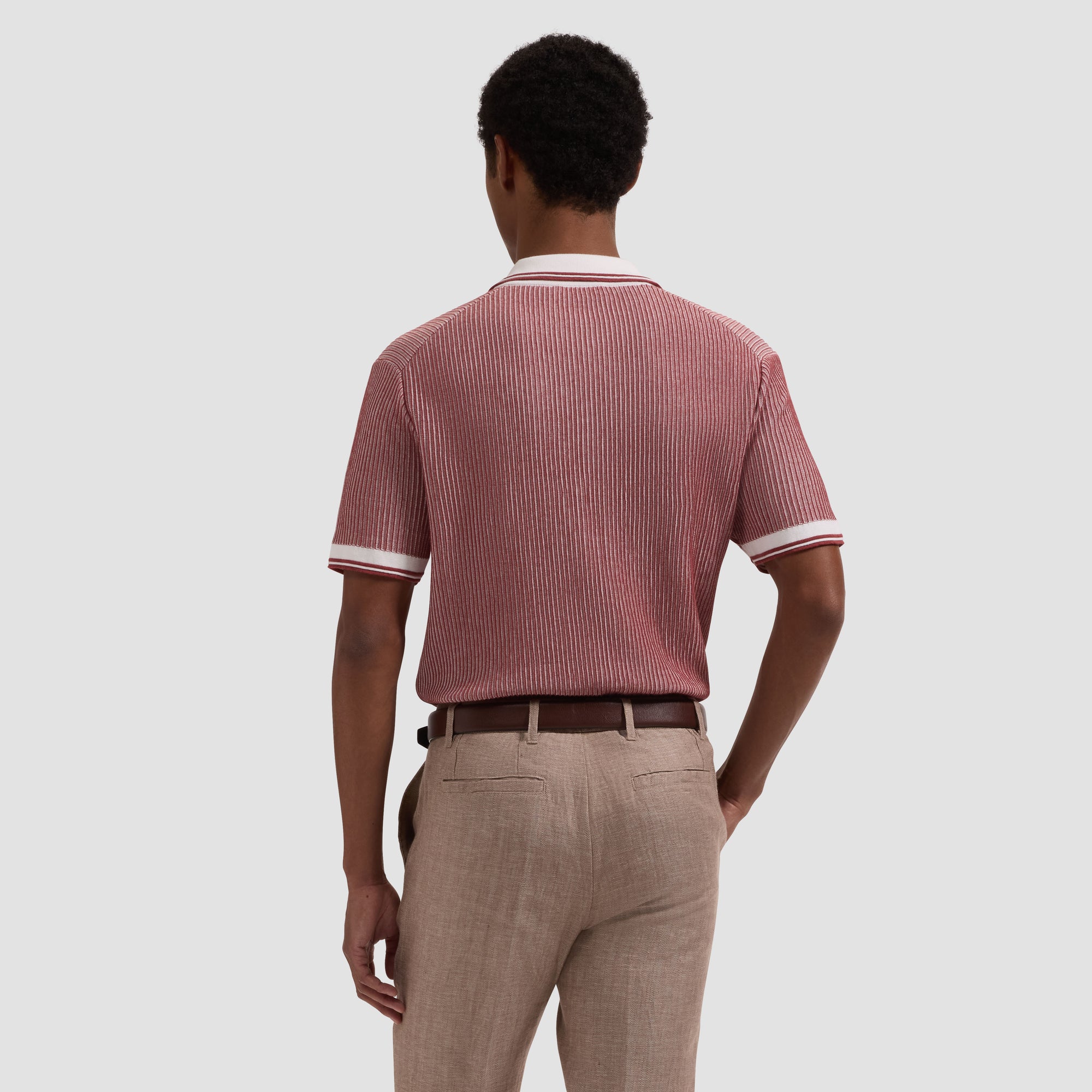 Ottoman Rib Quarter Zip Short-Sleeve Polo Sweater
