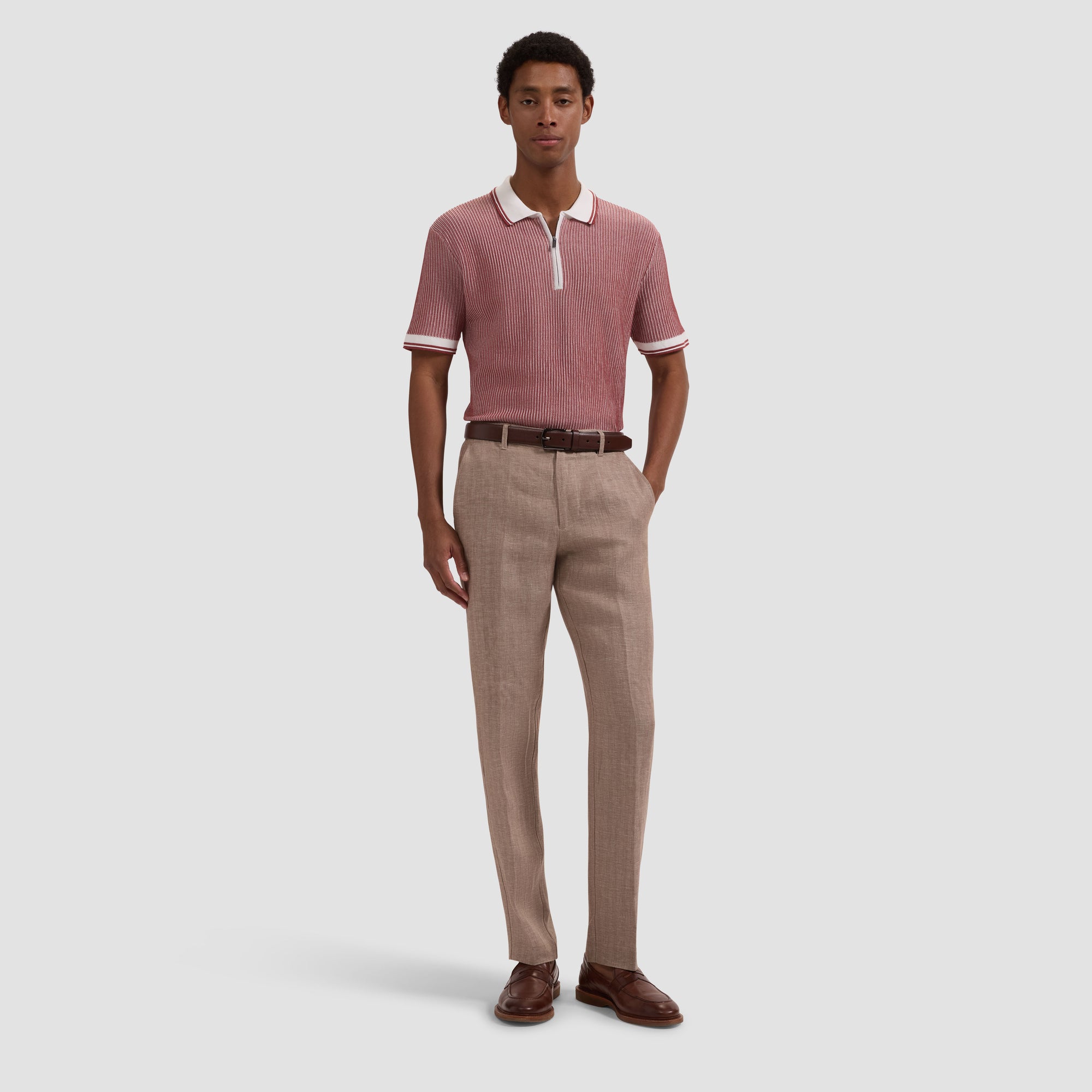 Ottoman Rib Quarter Zip Short-Sleeve Polo Sweater