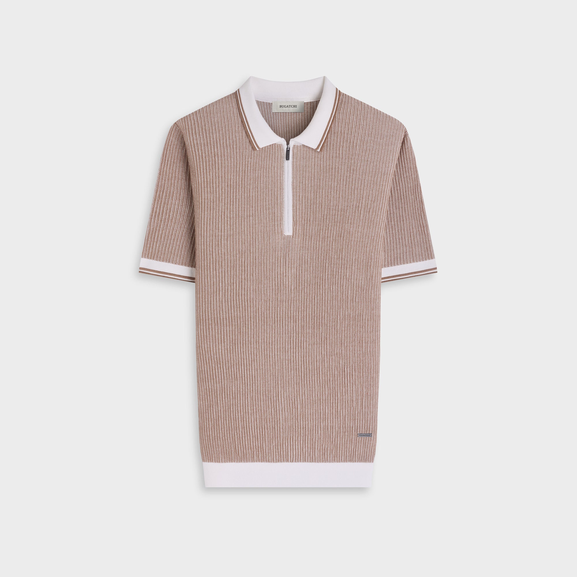 Ottoman Rib Quarter Zip Short-Sleeve Polo Sweater