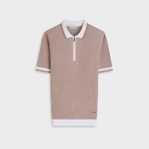 Ottoman Rib Quarter Zip Short-Sleeve Polo Sweater
