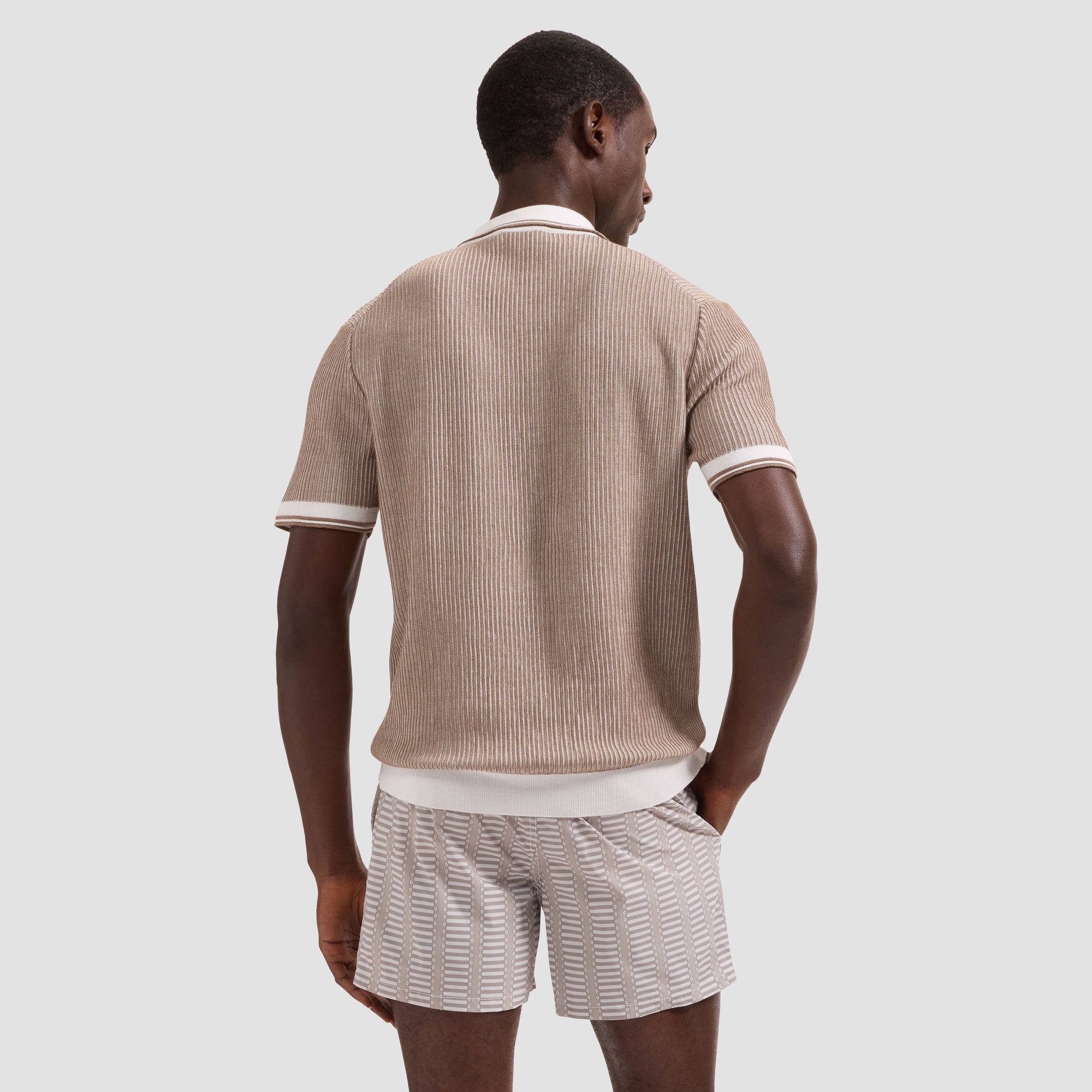 Ottoman Rib Quarter Zip Short-Sleeve Polo Sweater