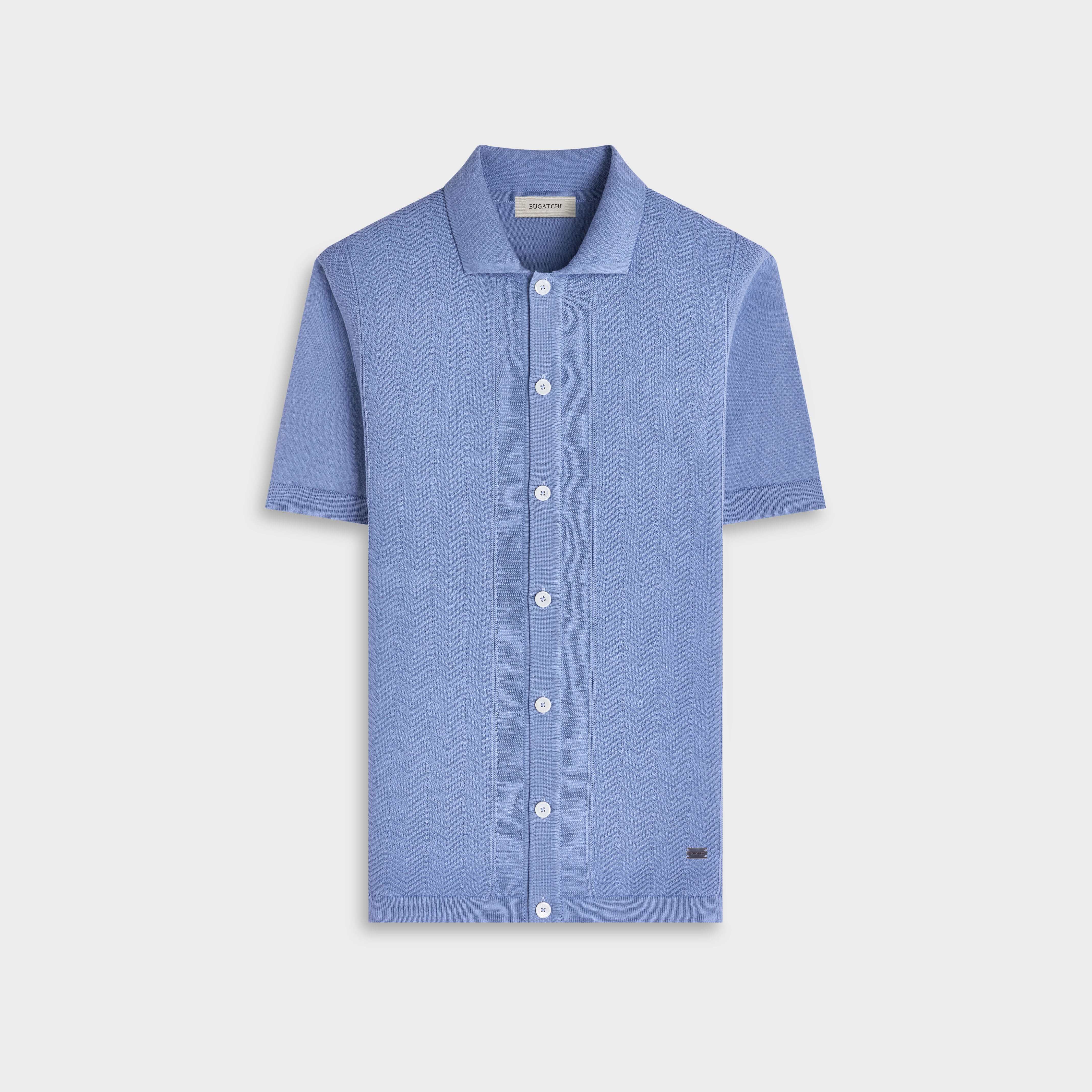 Chevron Button-Front Short-Sleeve Polo Sweater in Limestone – BUGATCHI