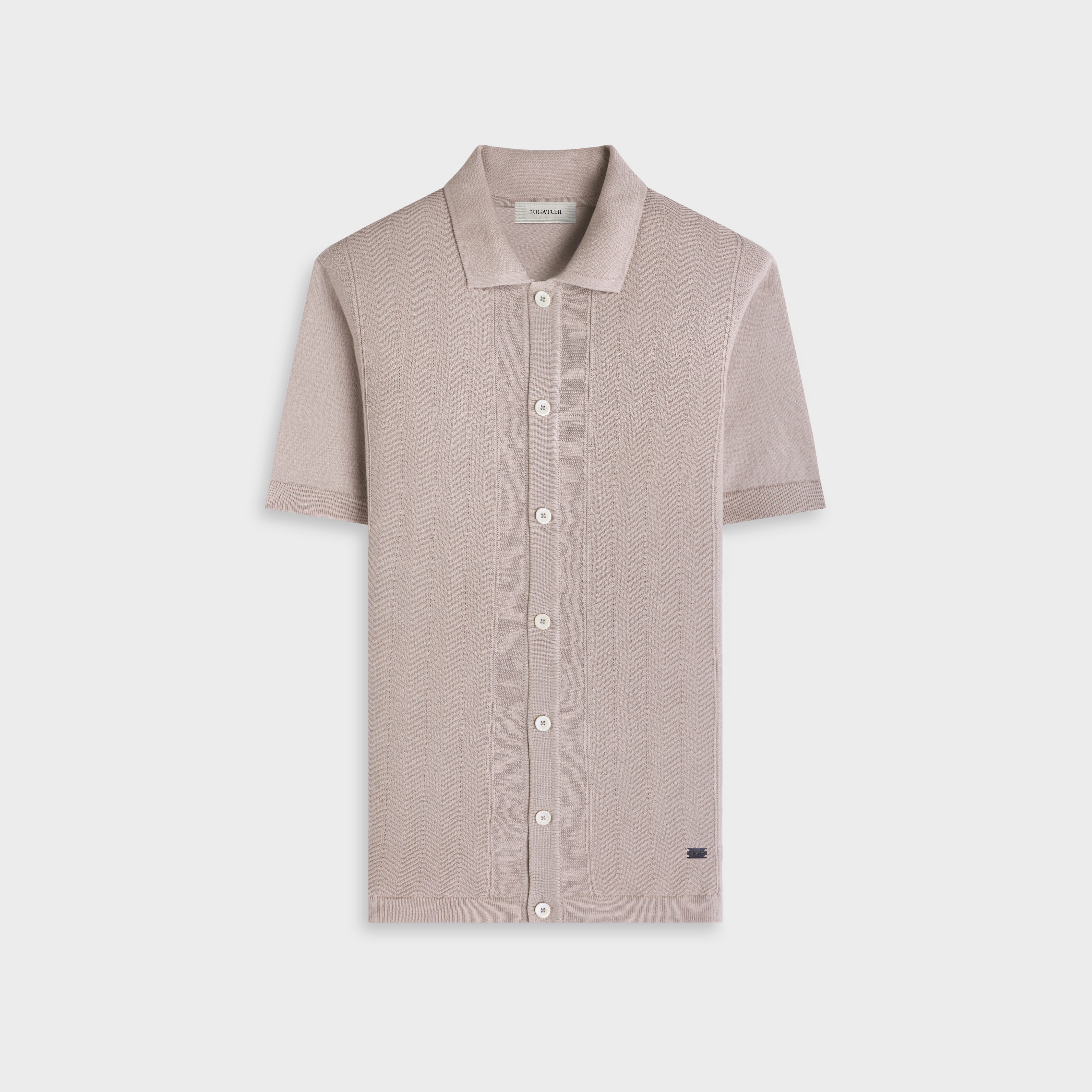 Chevron Button-Front Short-Sleeve Polo Sweater in Limestone – BUGATCHI
