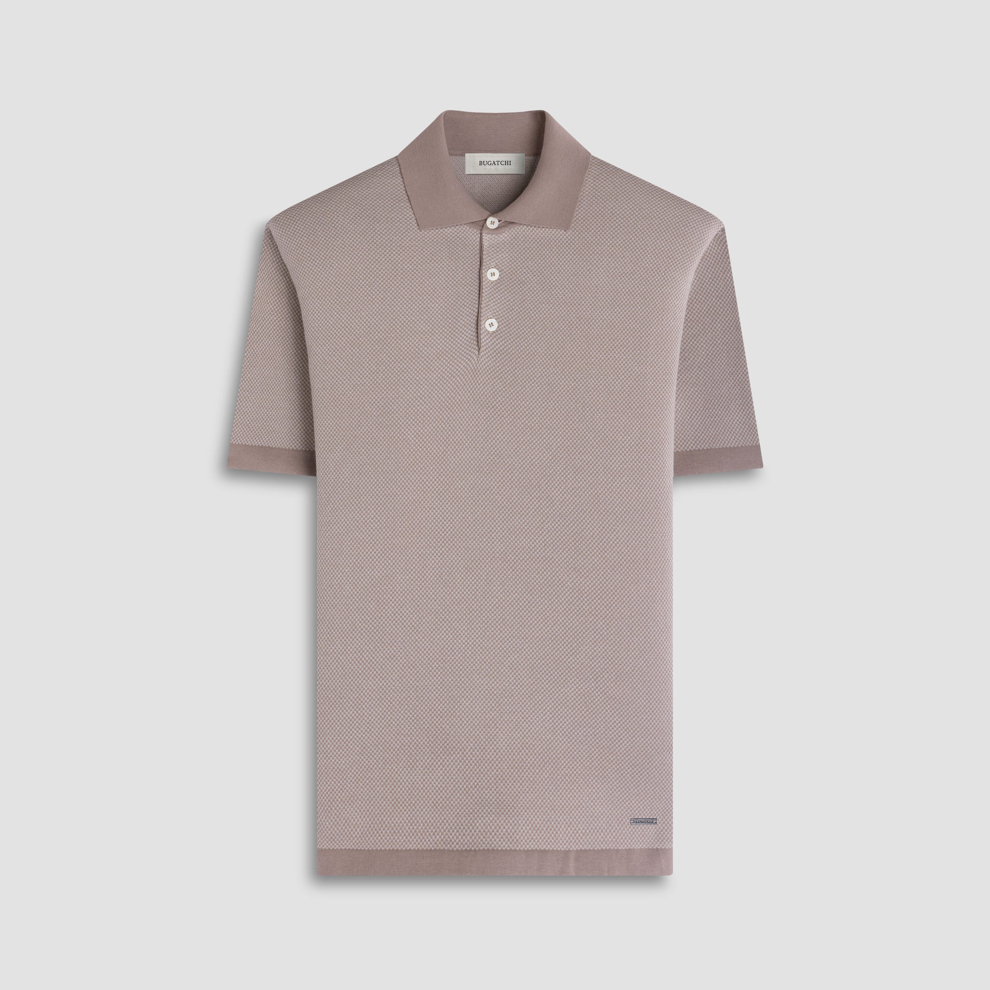 Textured Jacquard Short-Sleeve Polo Sweater