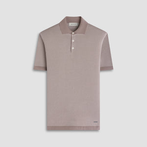 Textured Jacquard Short-Sleeve Polo Sweater