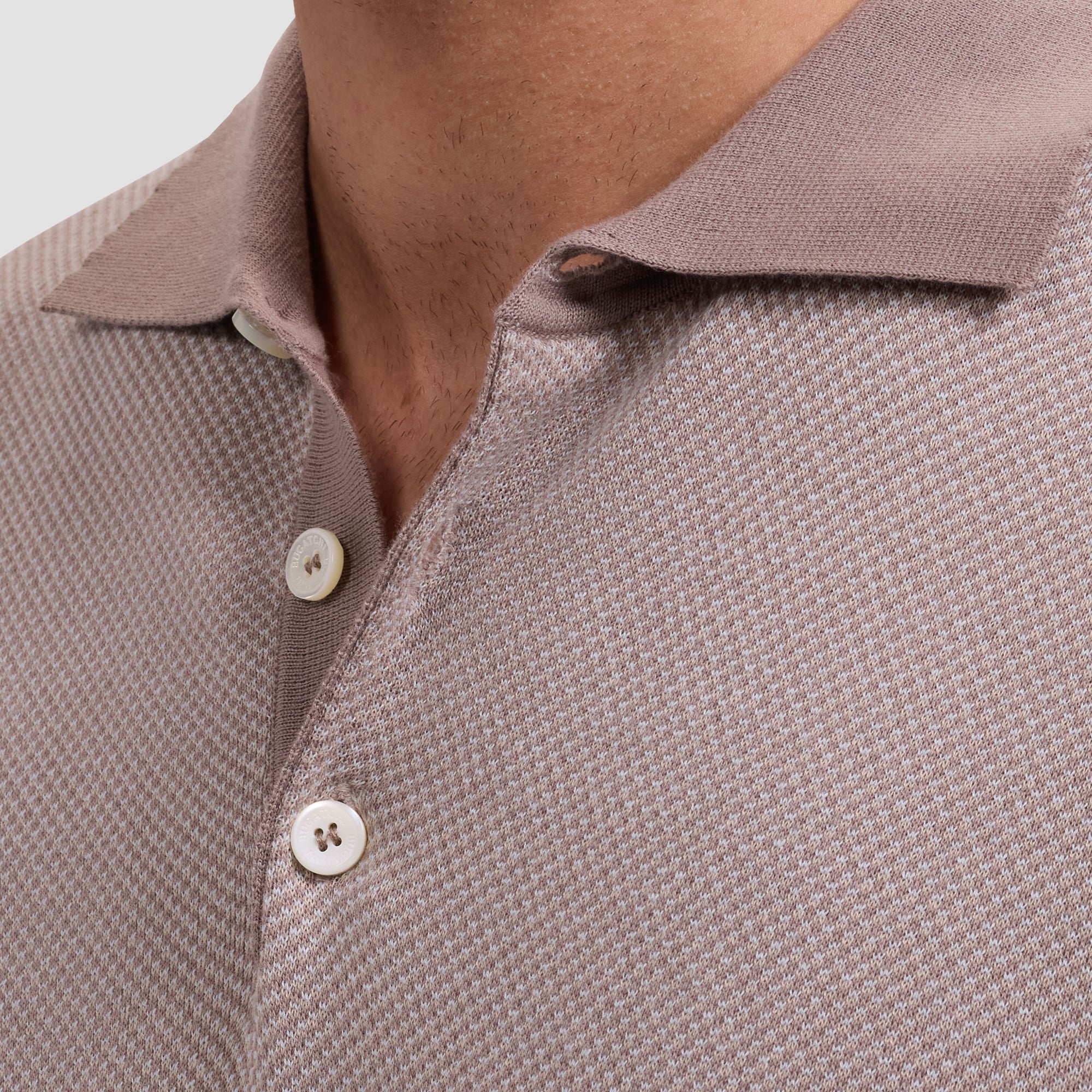 Textured Jacquard Short-Sleeve Polo Sweater