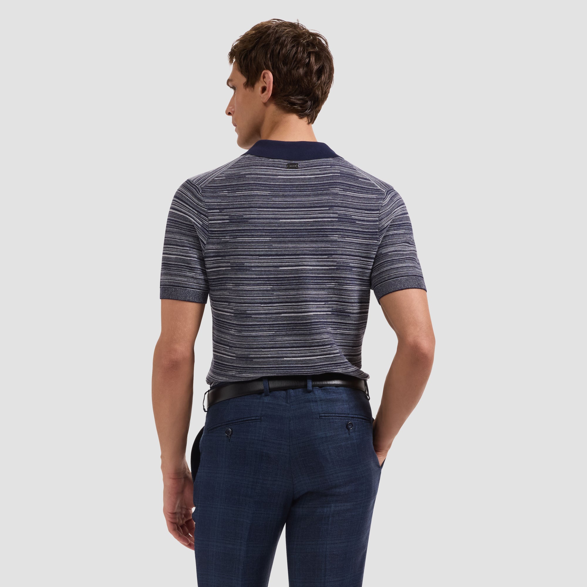 Space-Dyed Short-Sleeve Polo Sweater