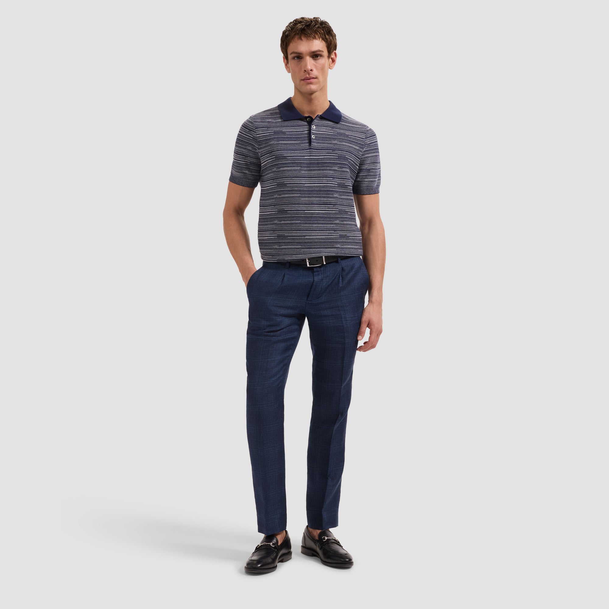 Space-Dyed Short-Sleeve Polo Sweater
