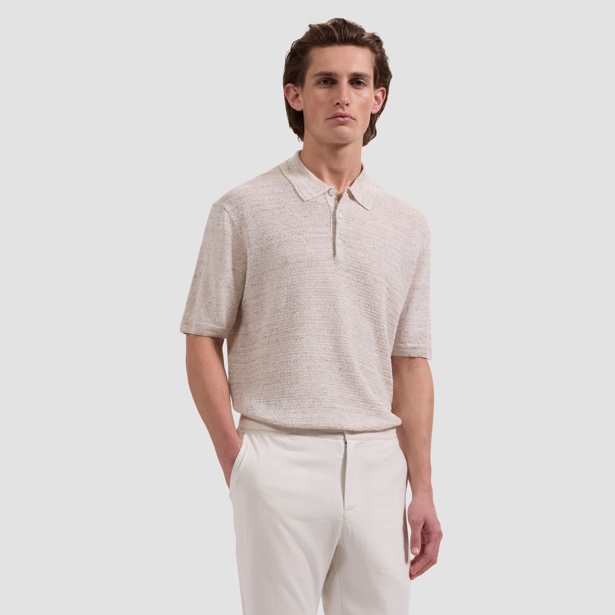 Marled Short-Sleeve Polo Sweater