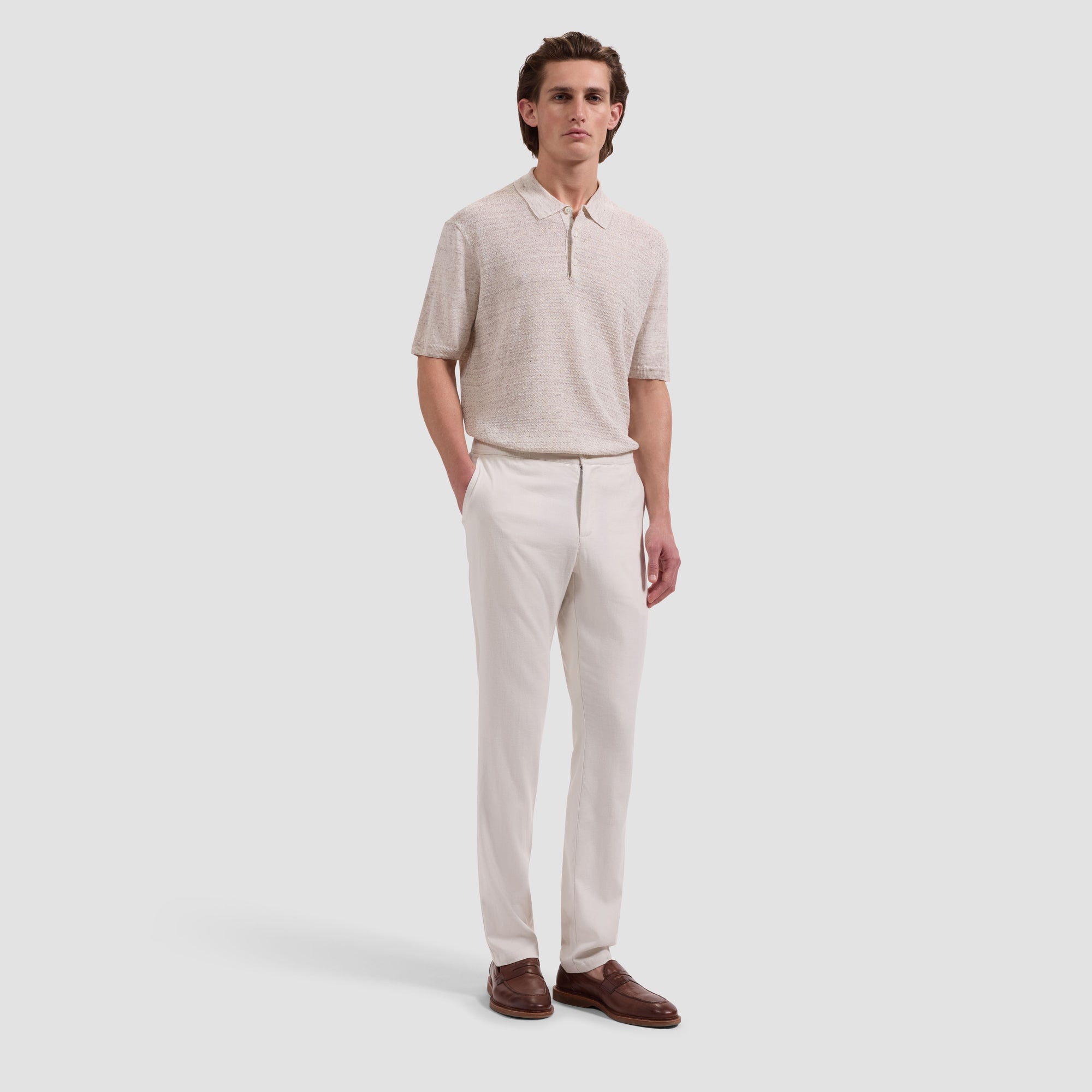 Marled Short-Sleeve Polo Sweater