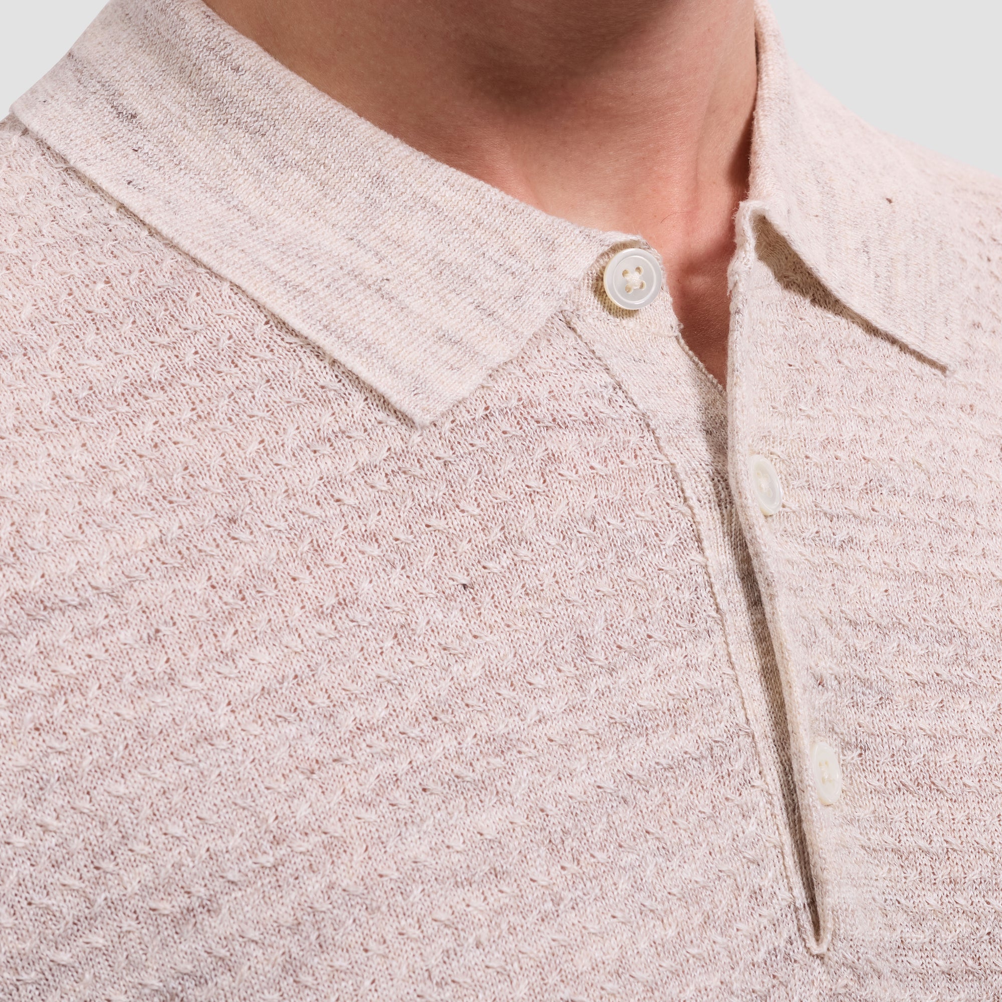 Marled Short-Sleeve Polo Sweater