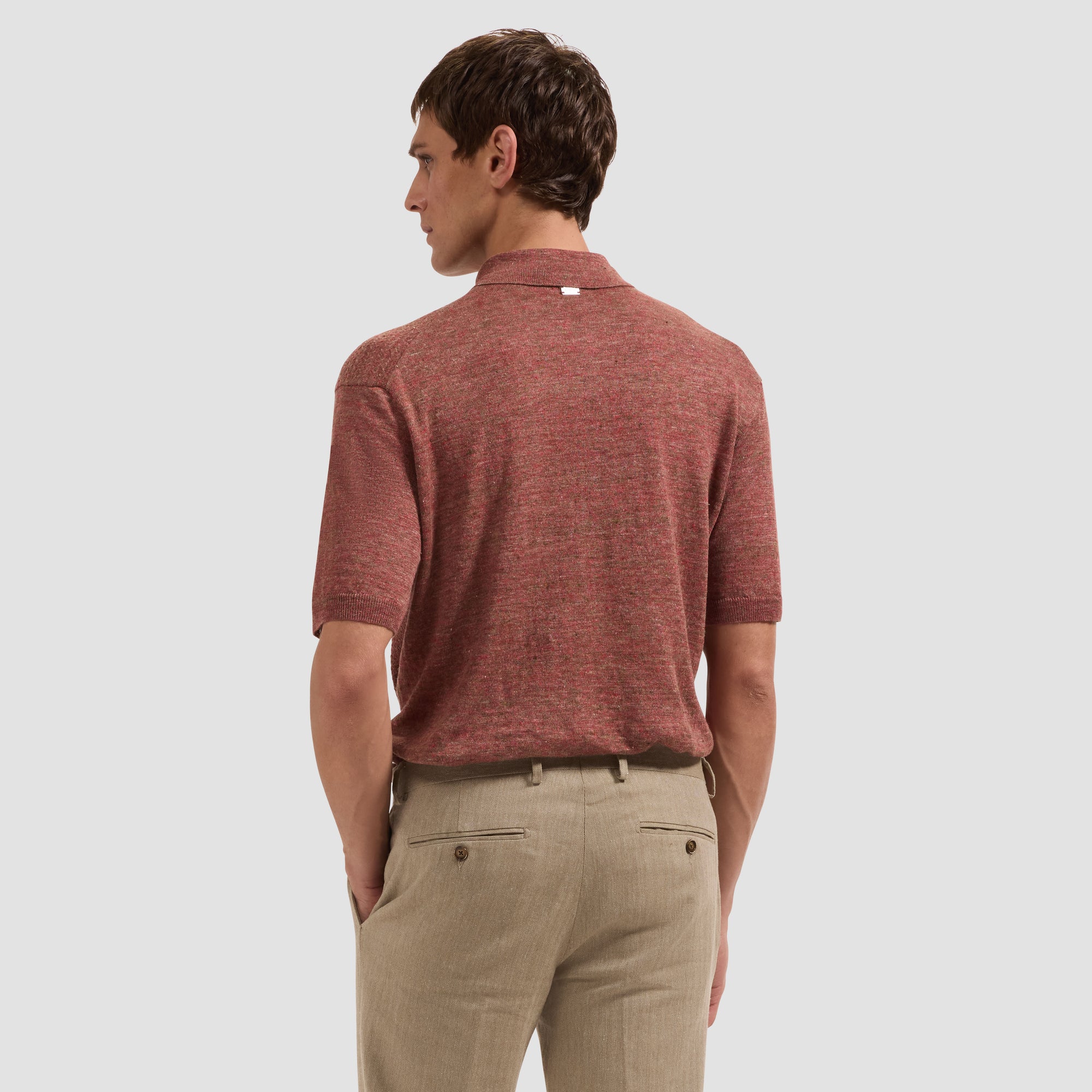 Marled Short-Sleeve Polo Sweater
