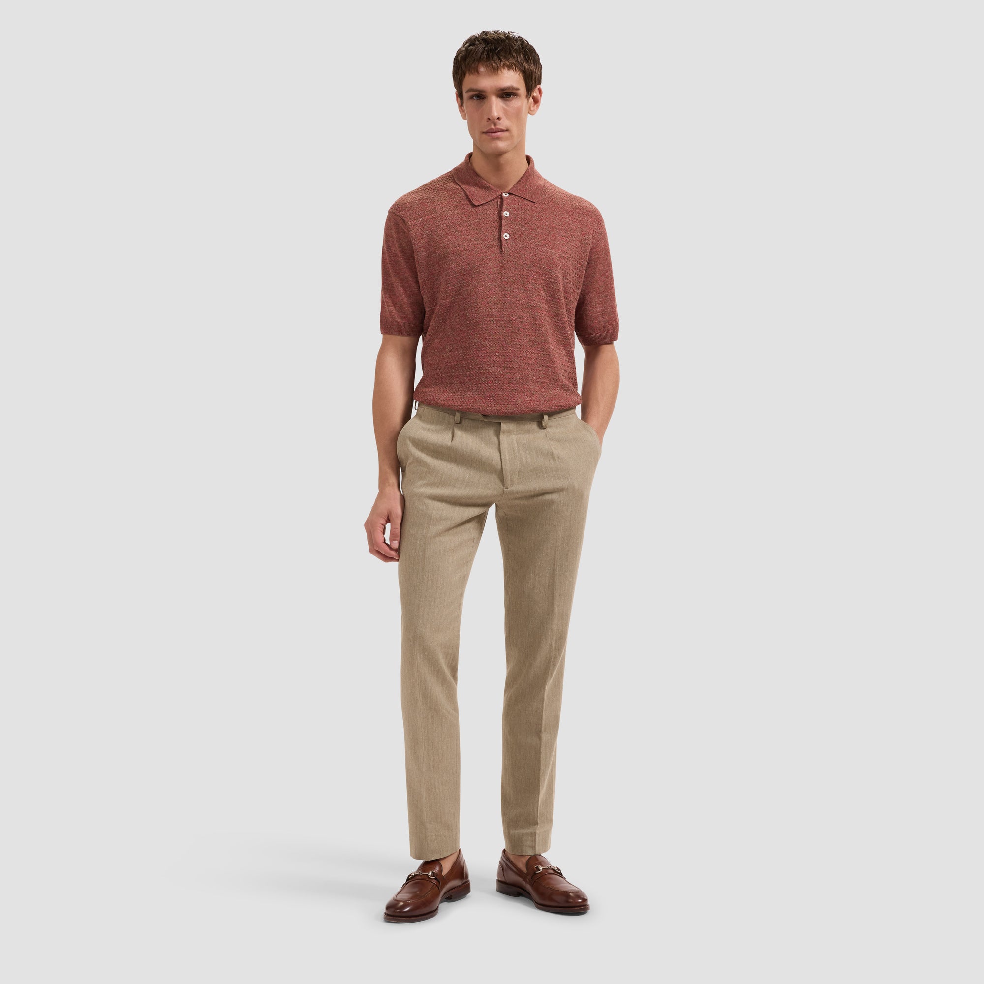 Marled Short-Sleeve Polo Sweater