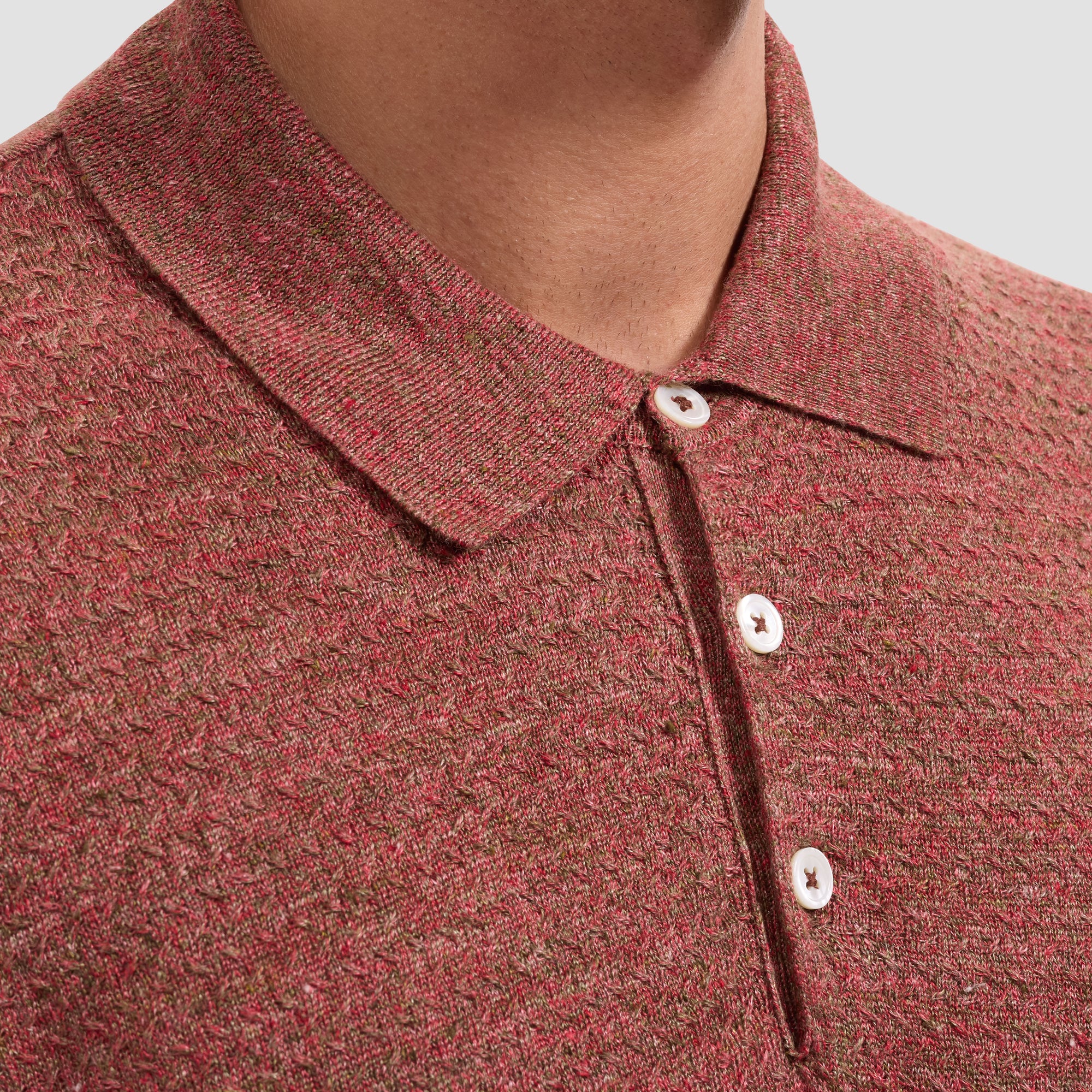 Marled Short-Sleeve Polo Sweater