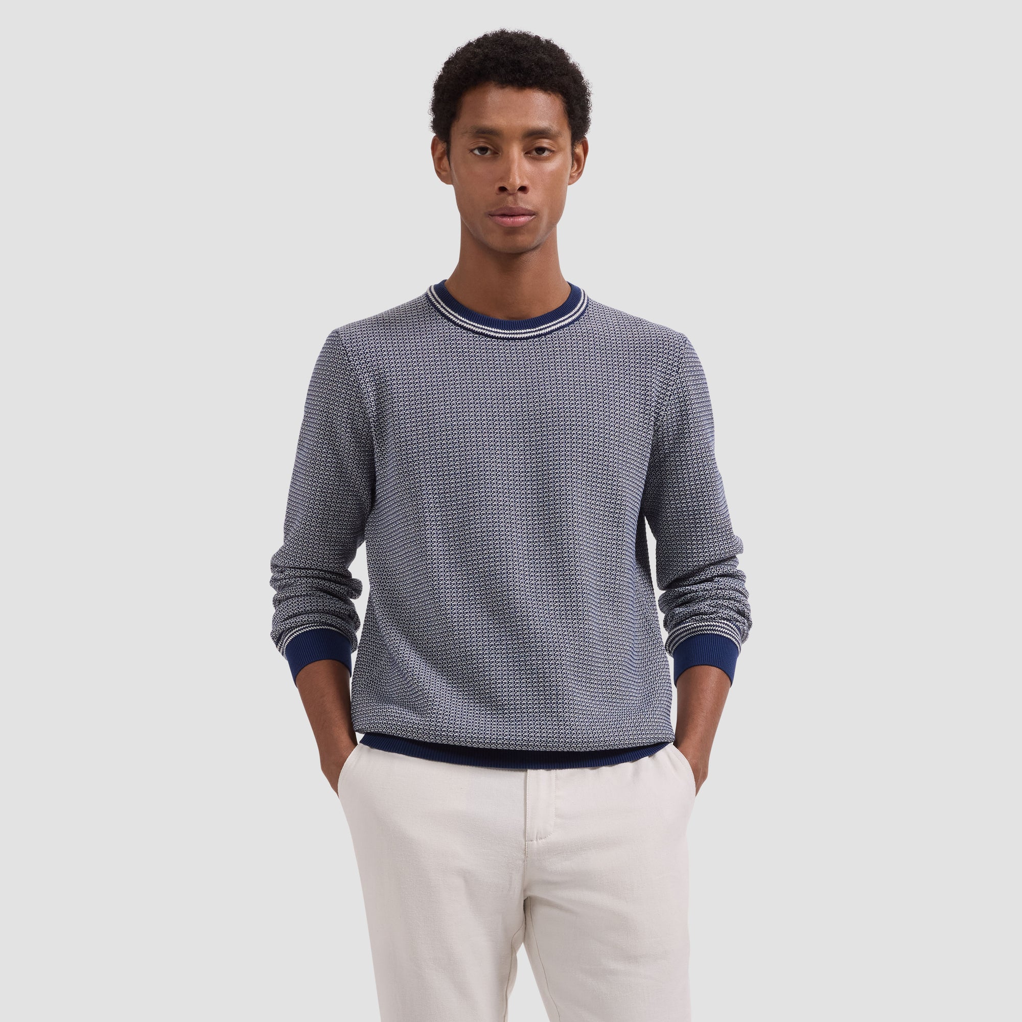 Micro Jacquard Crewneck Sweater