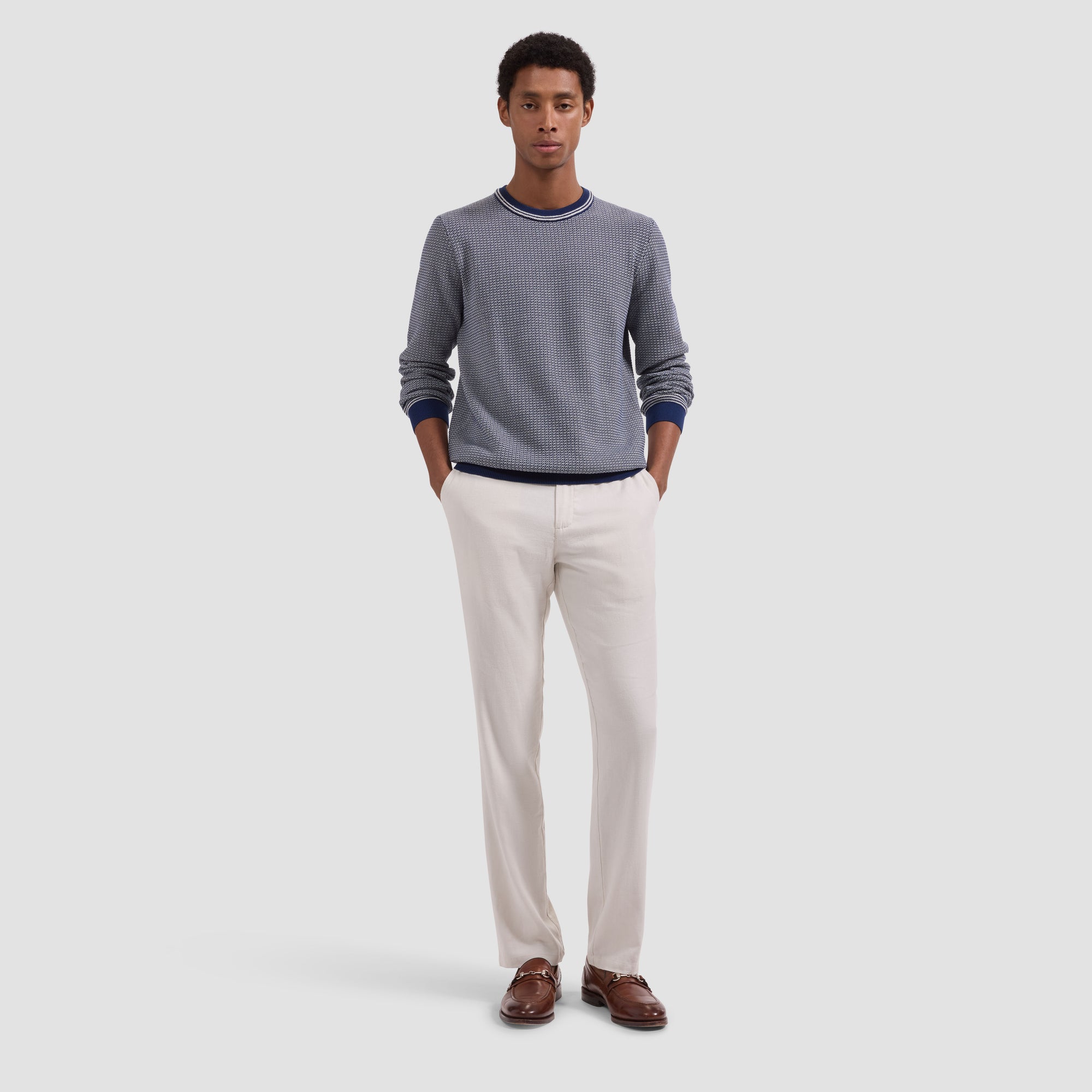 Micro Jacquard Crewneck Sweater