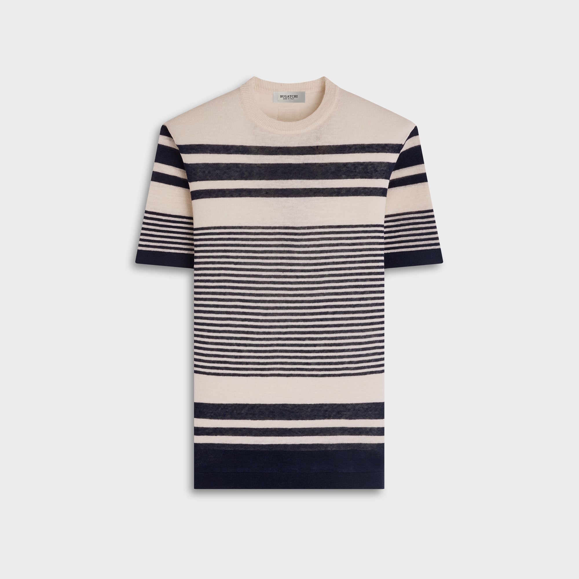 Striped Short-Sleeve Crewneck Sweater