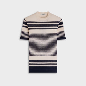 Striped Short-Sleeve Crewneck Sweater