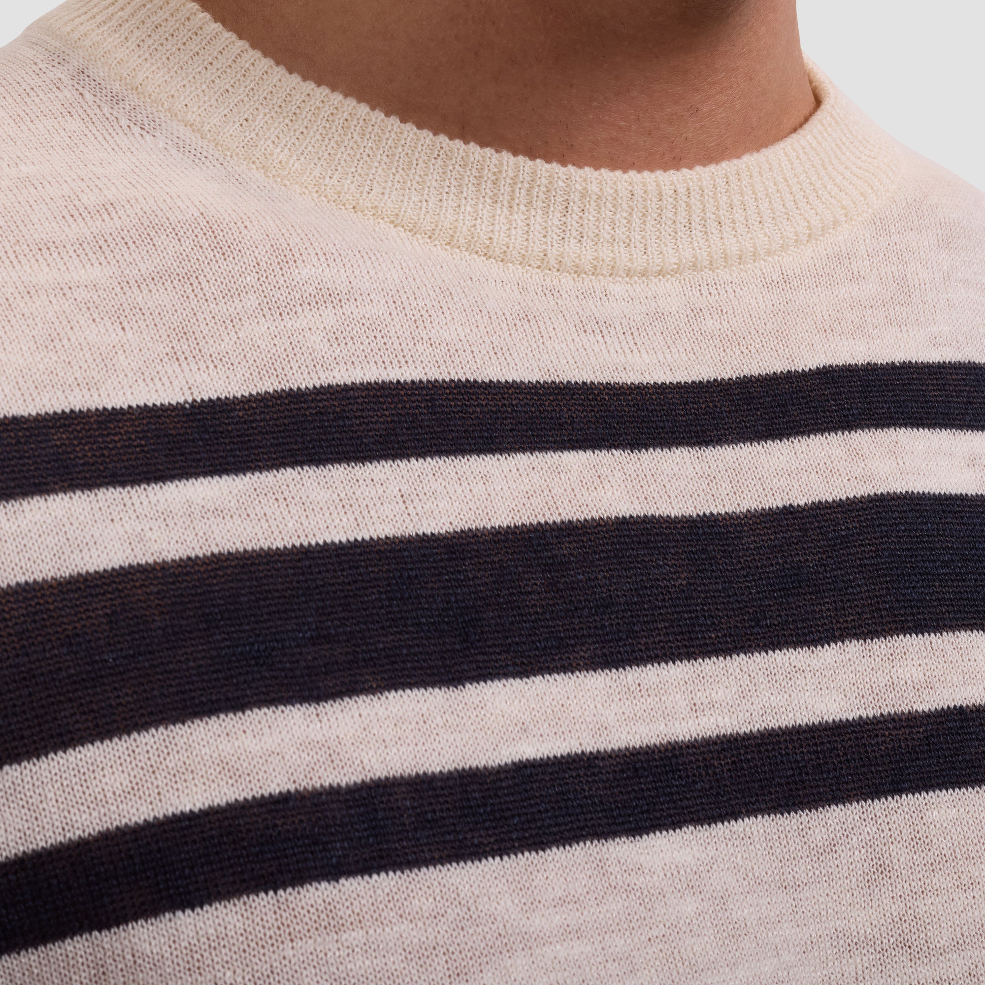 Striped Short-Sleeve Crewneck Sweater