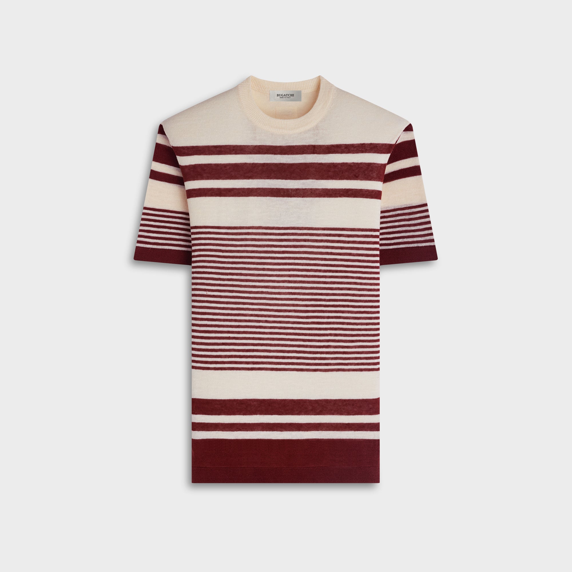 Striped Short-Sleeve Crewneck Sweater
