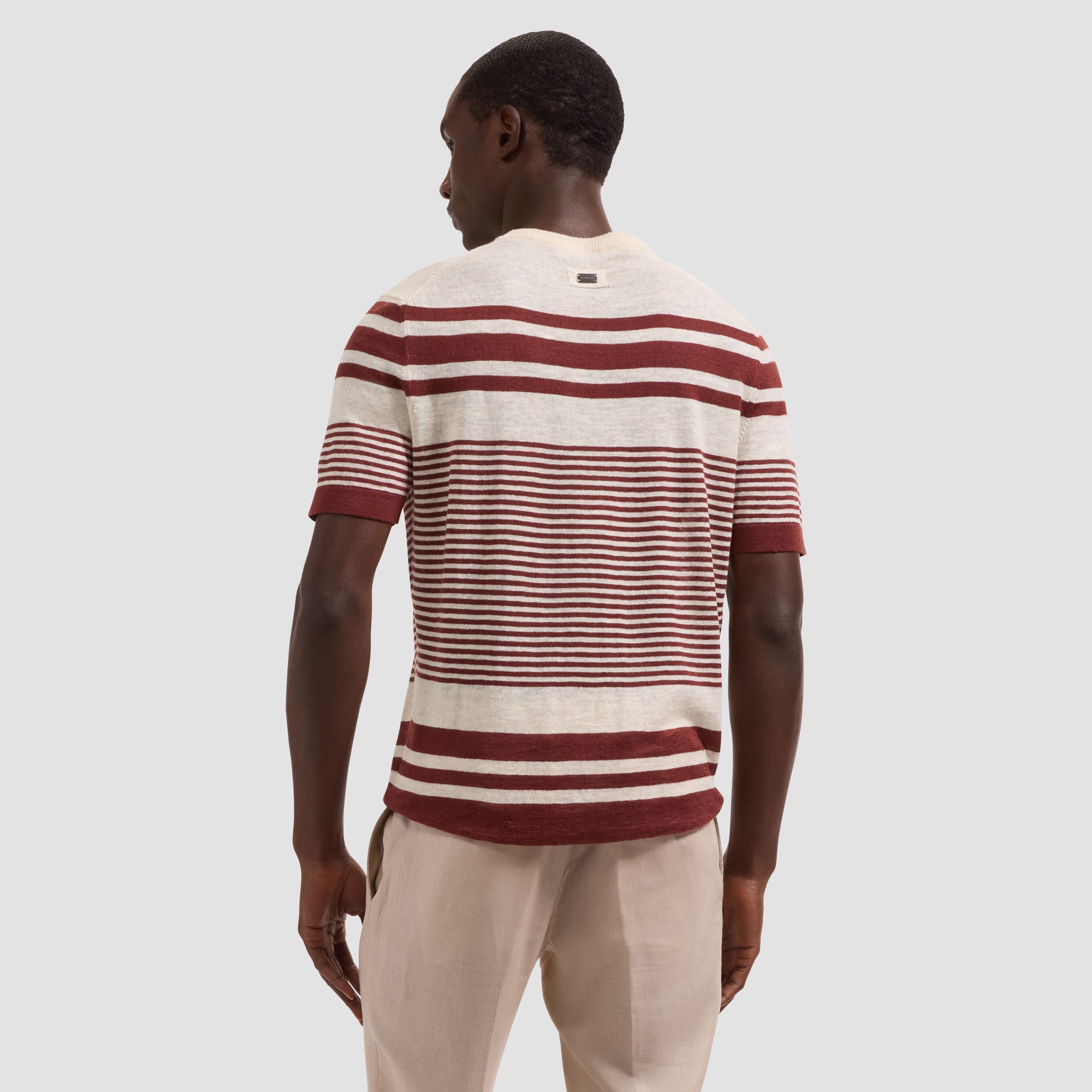 Striped Short-Sleeve Crewneck Sweater