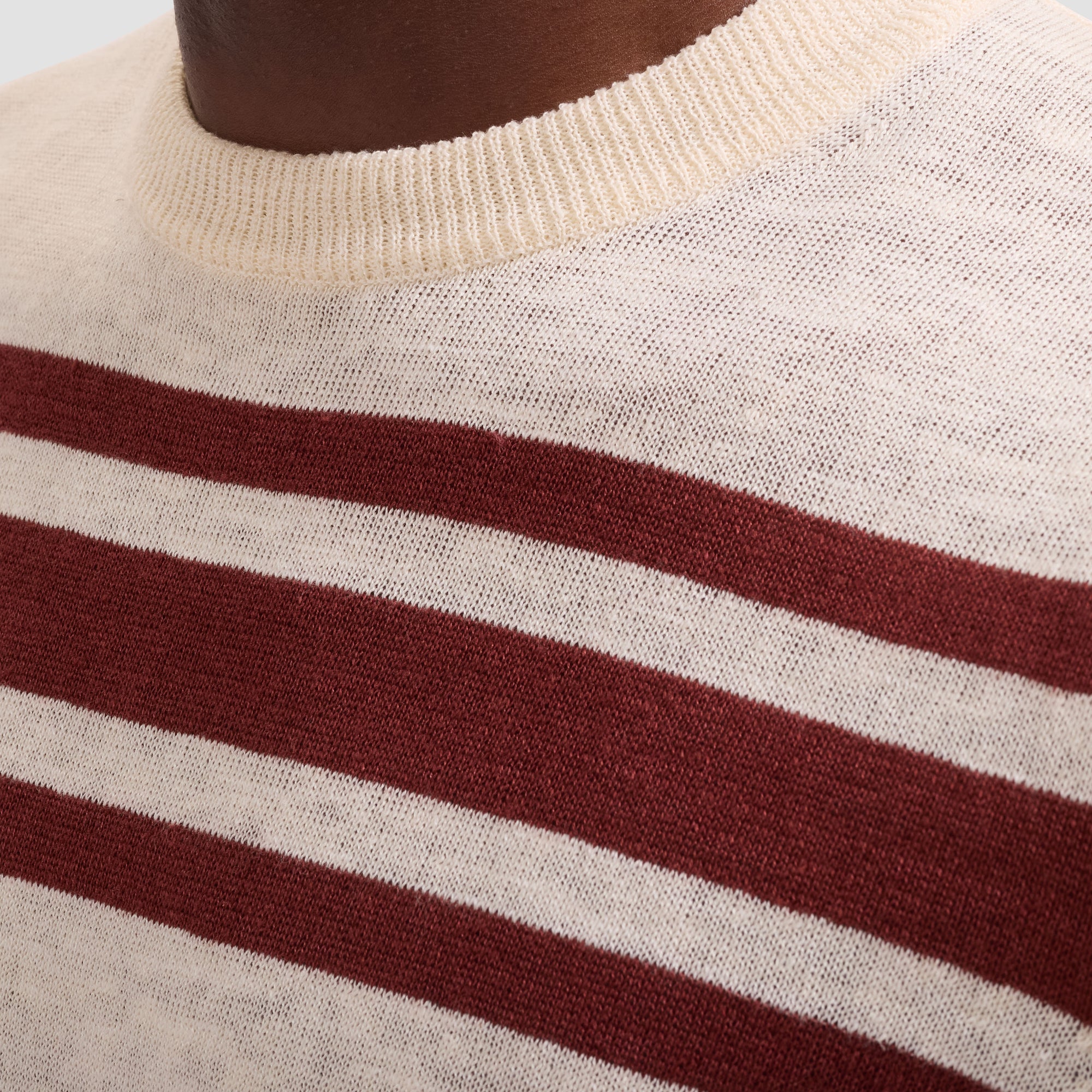 Striped Short-Sleeve Crewneck Sweater