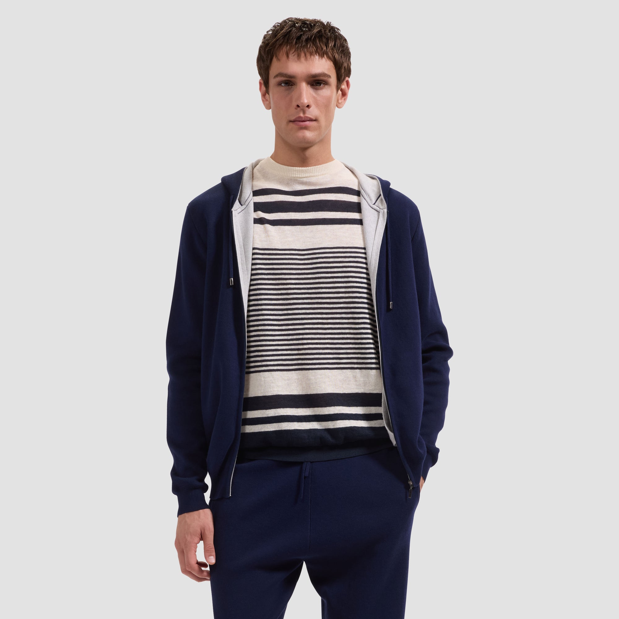 Solid Full-Zip Hoodie Sweater