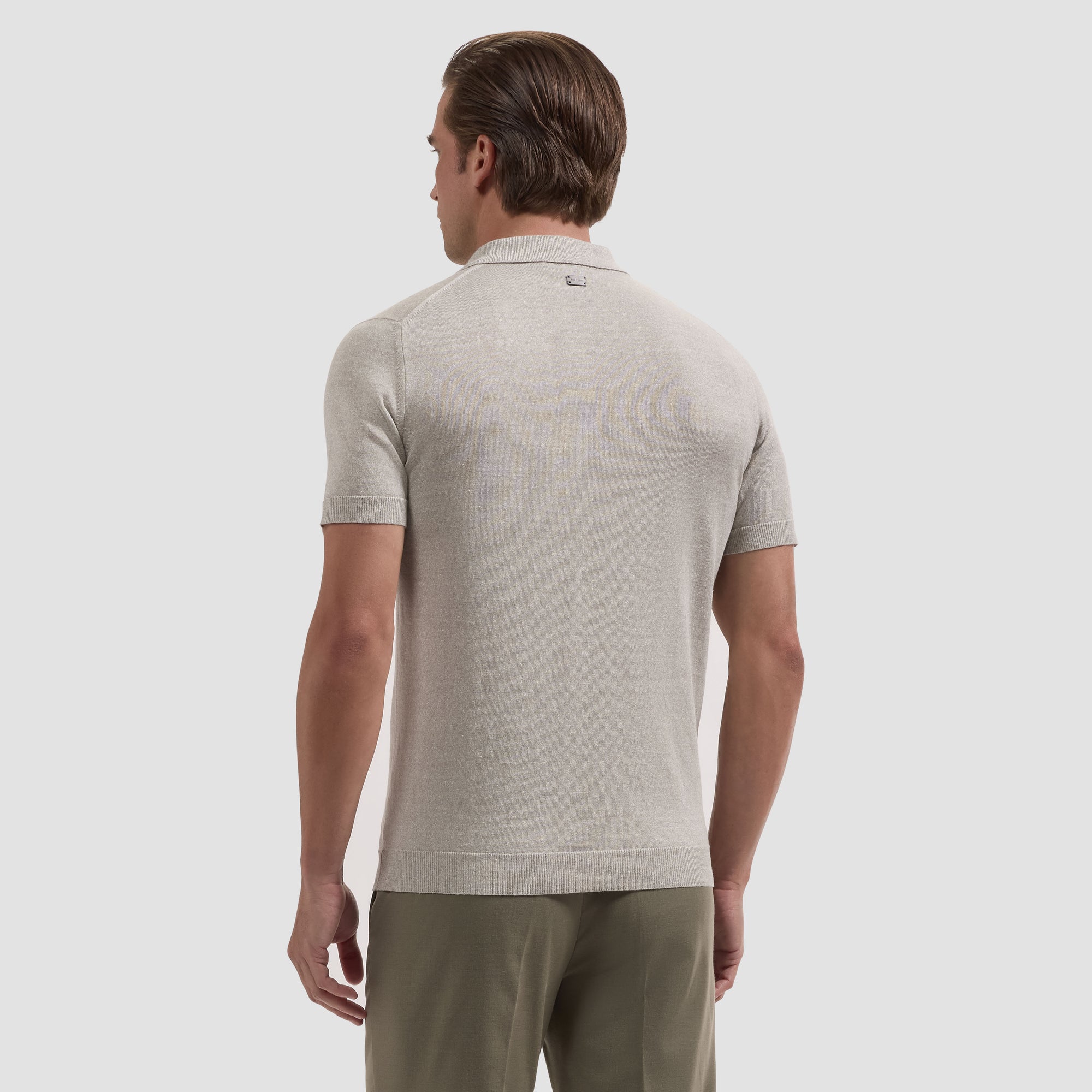 Palm Print Short-Sleeve Polo Sweater