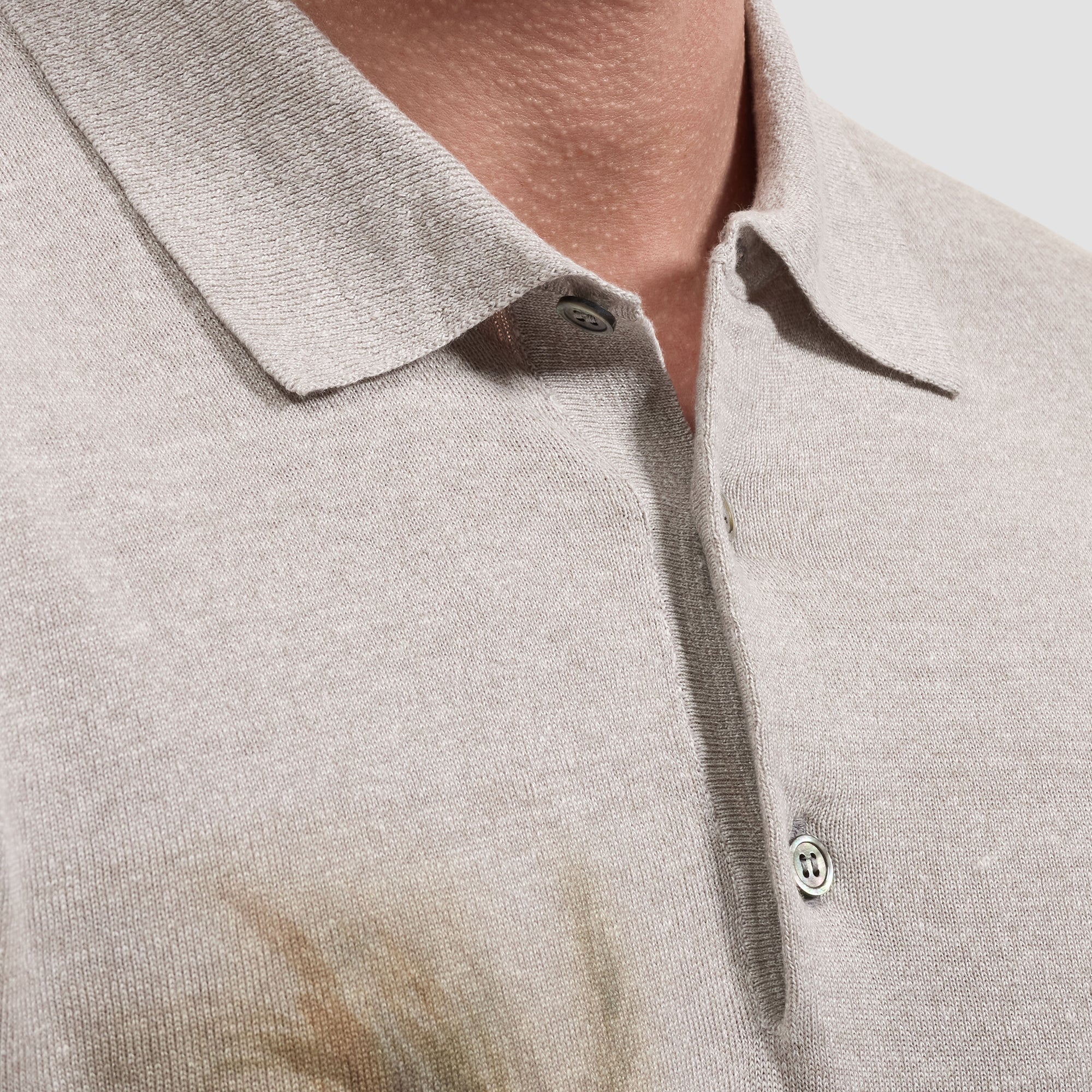 Palm Print Short-Sleeve Polo Sweater