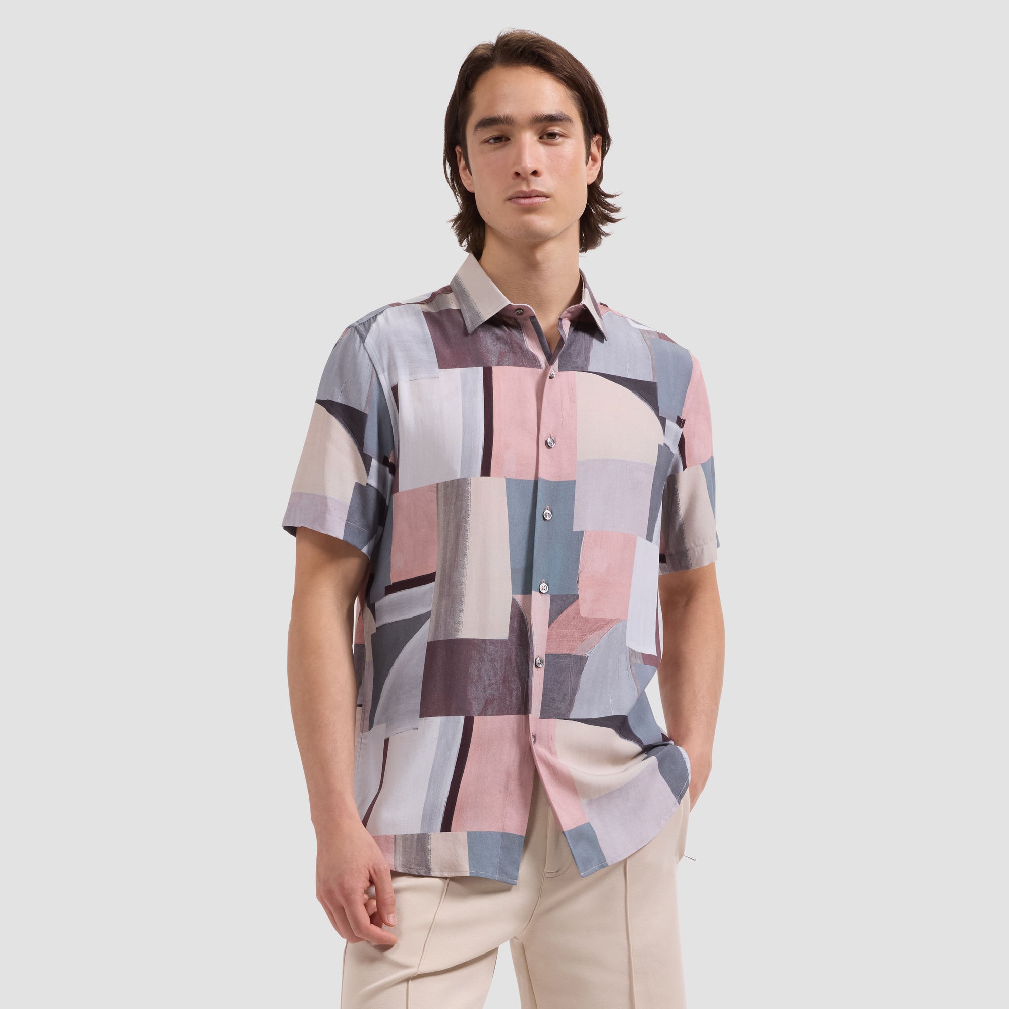 Orson Abstract Color Block Short-Sleeve Shirt