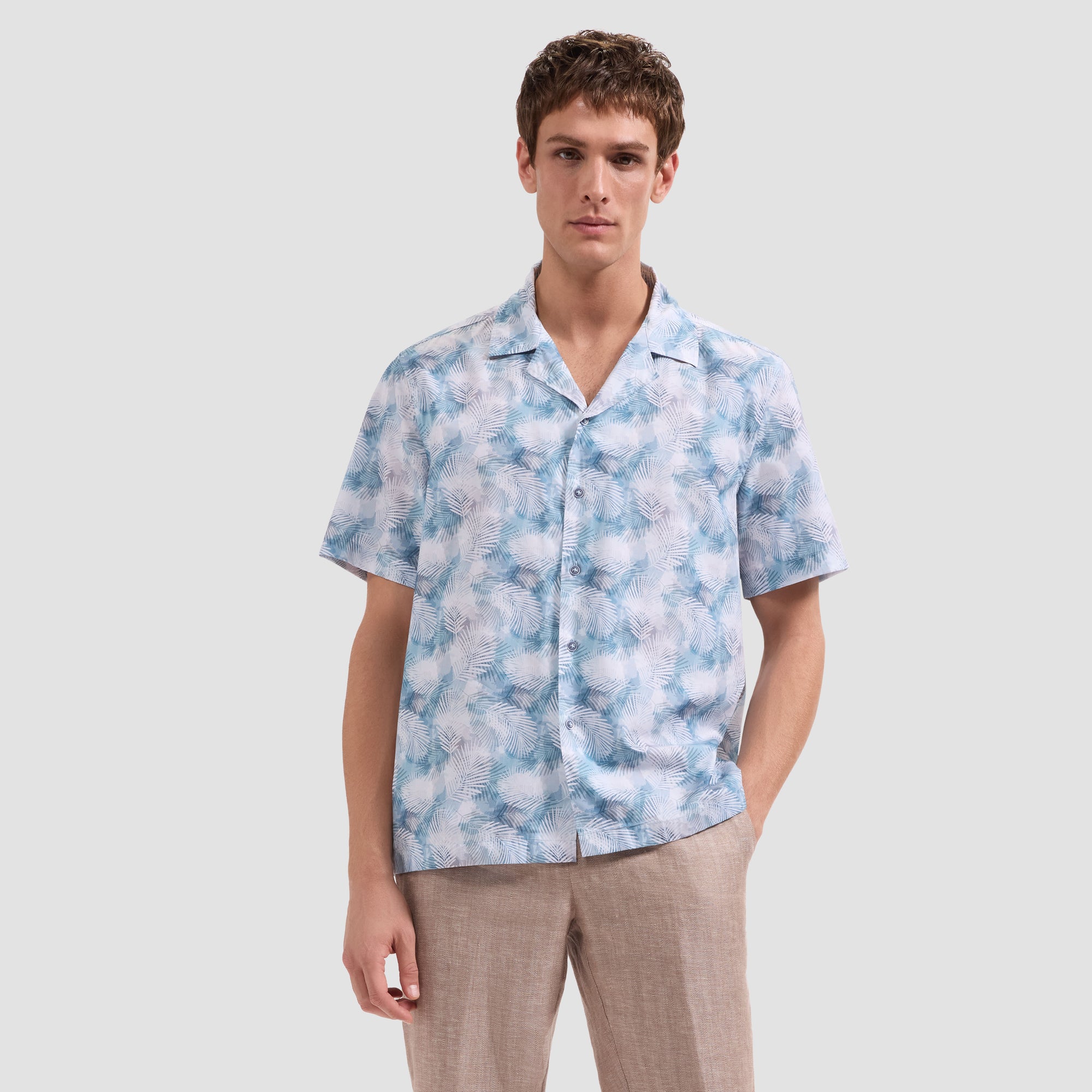 Jackson Leaf Print Camp Shirt