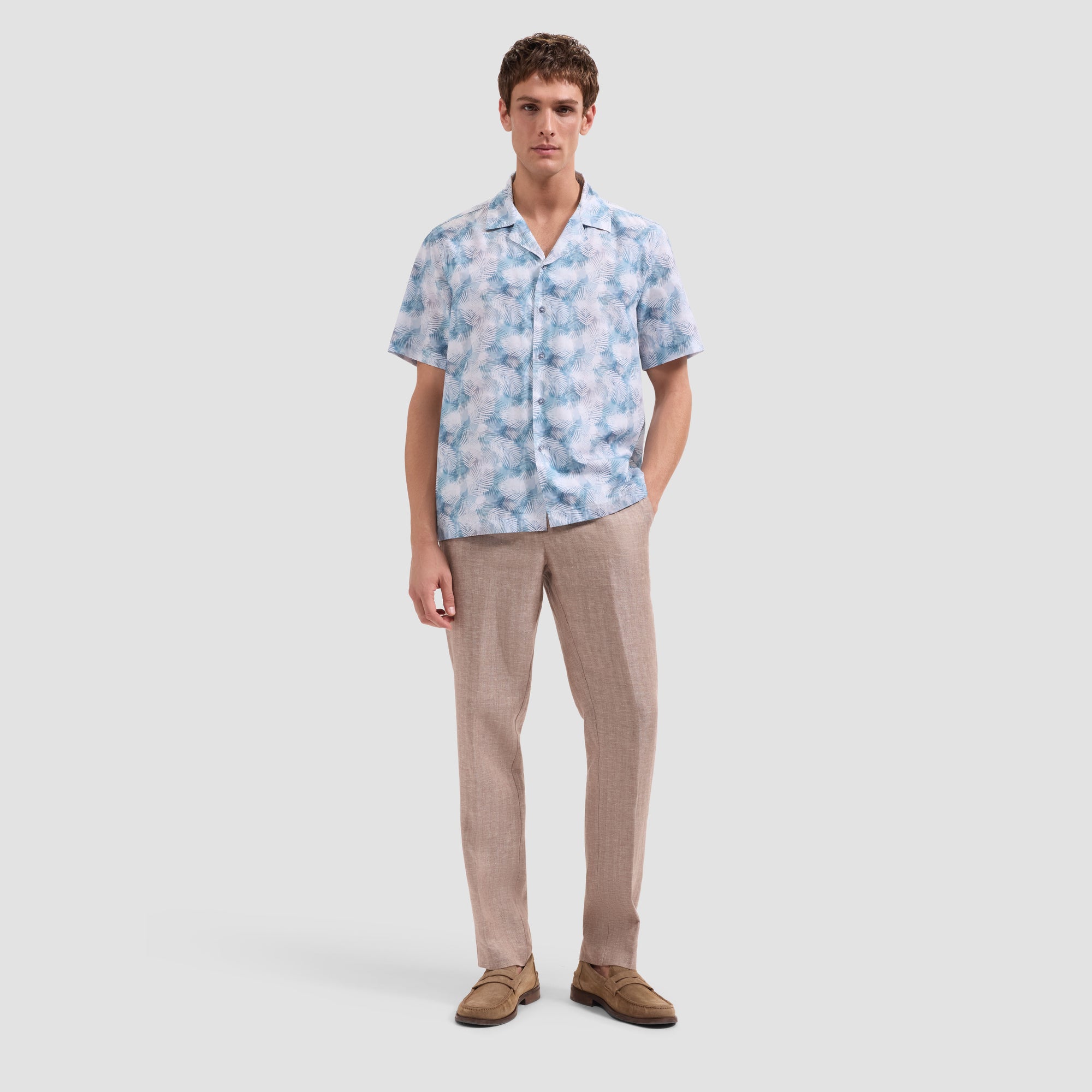 Jackson Leaf Print Camp Shirt