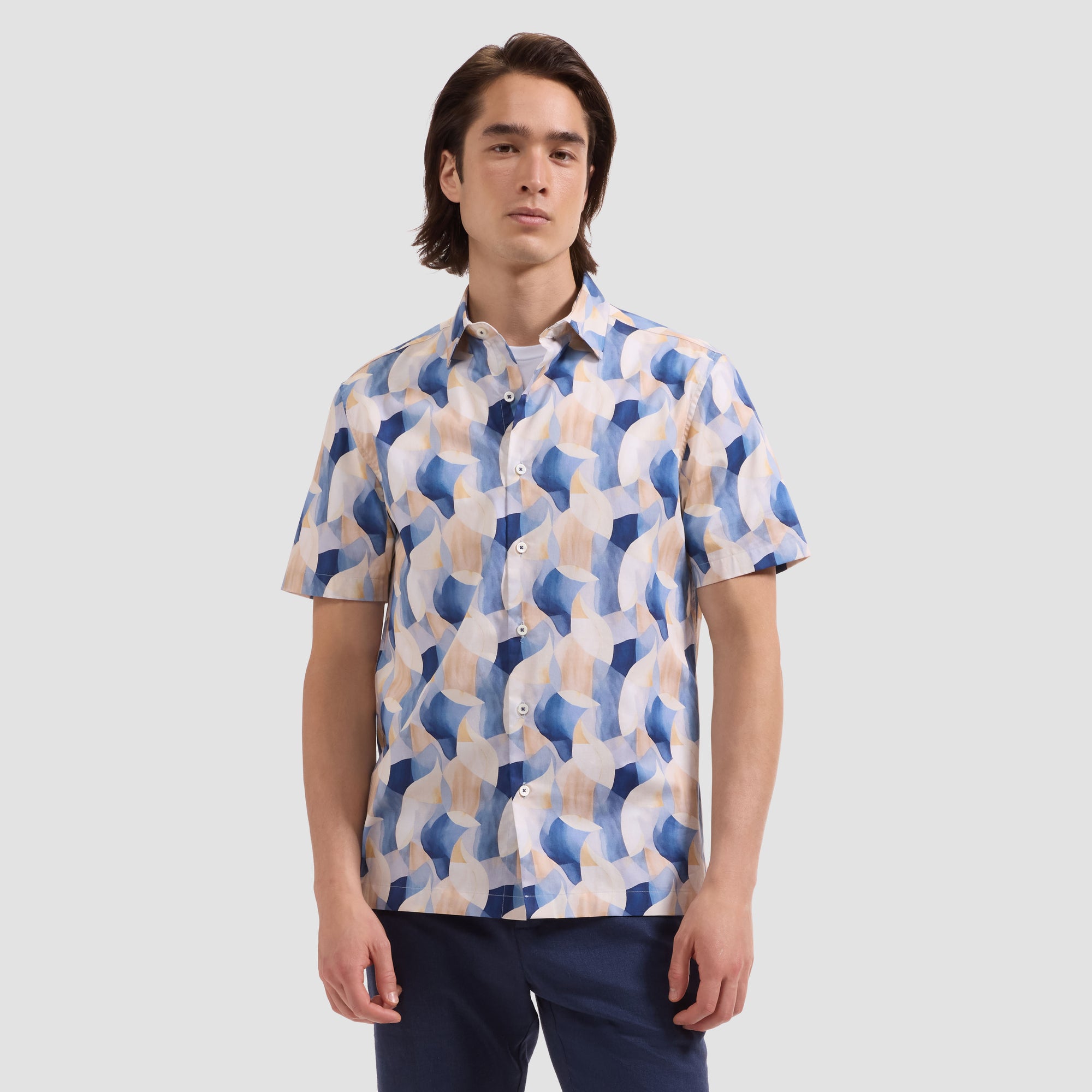Vero Watercolor Abstract Short-Sleeve Shirt