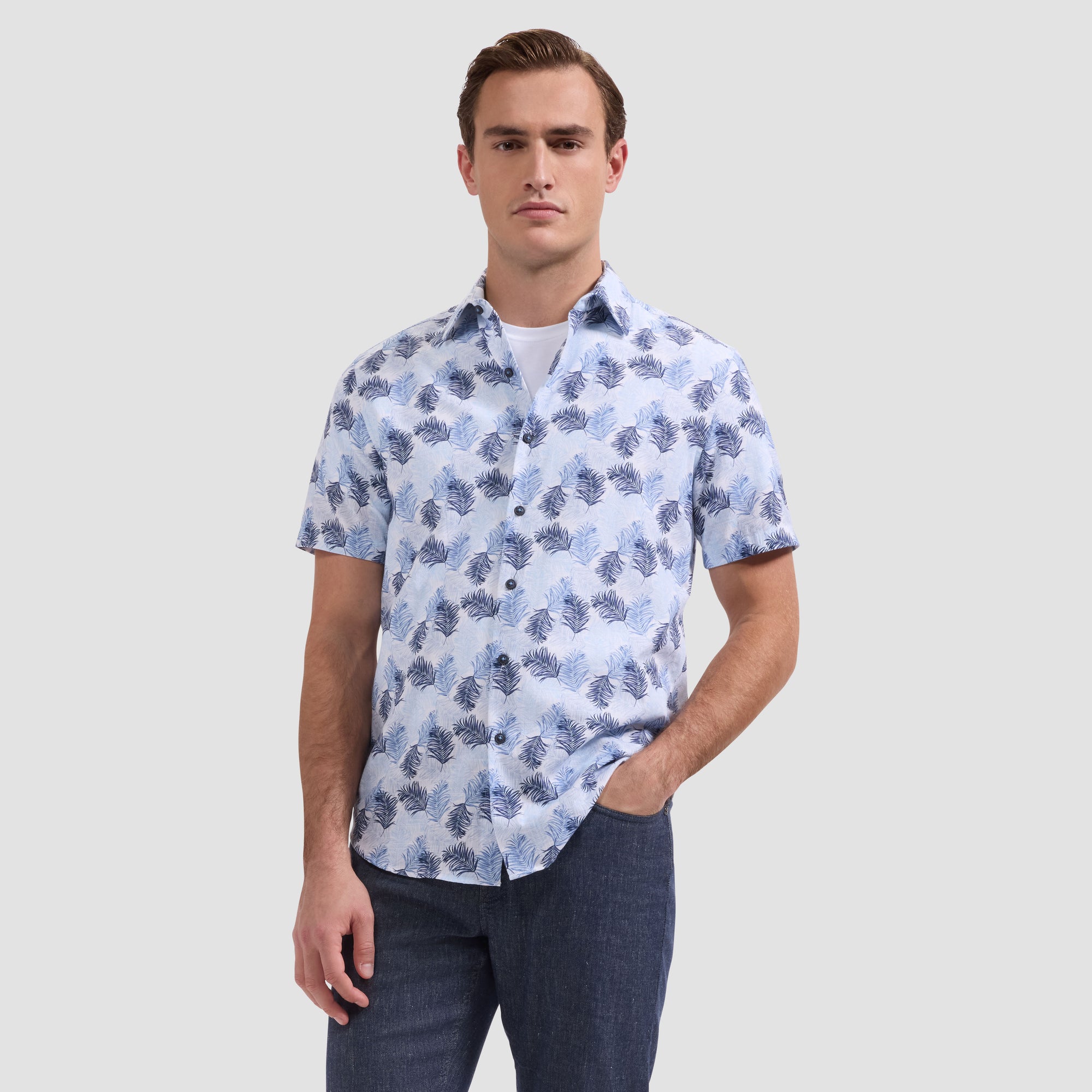 Orson Leaf Print Short-Sleeve Shirt