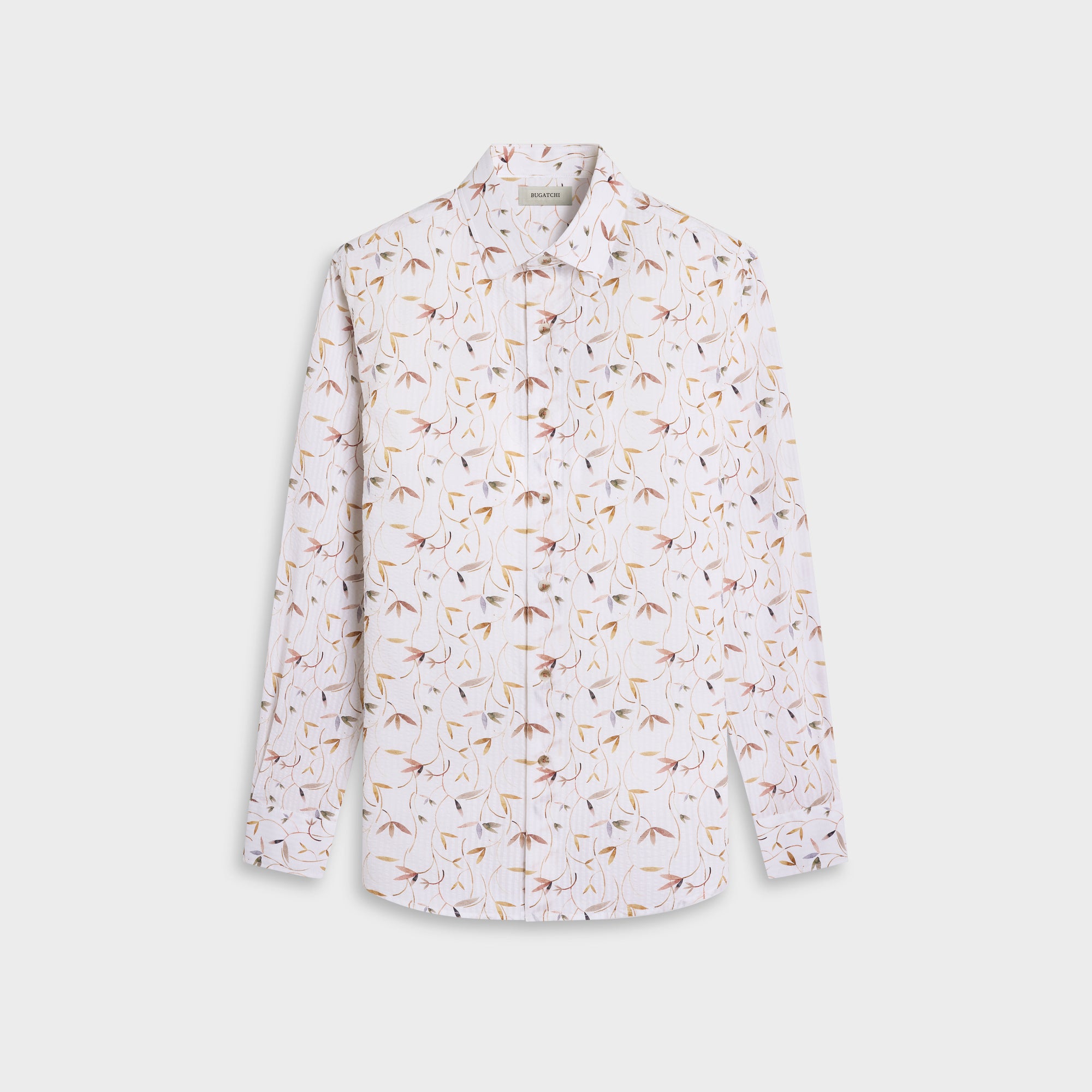 Julian Leaf Print Seersucker Shirt
