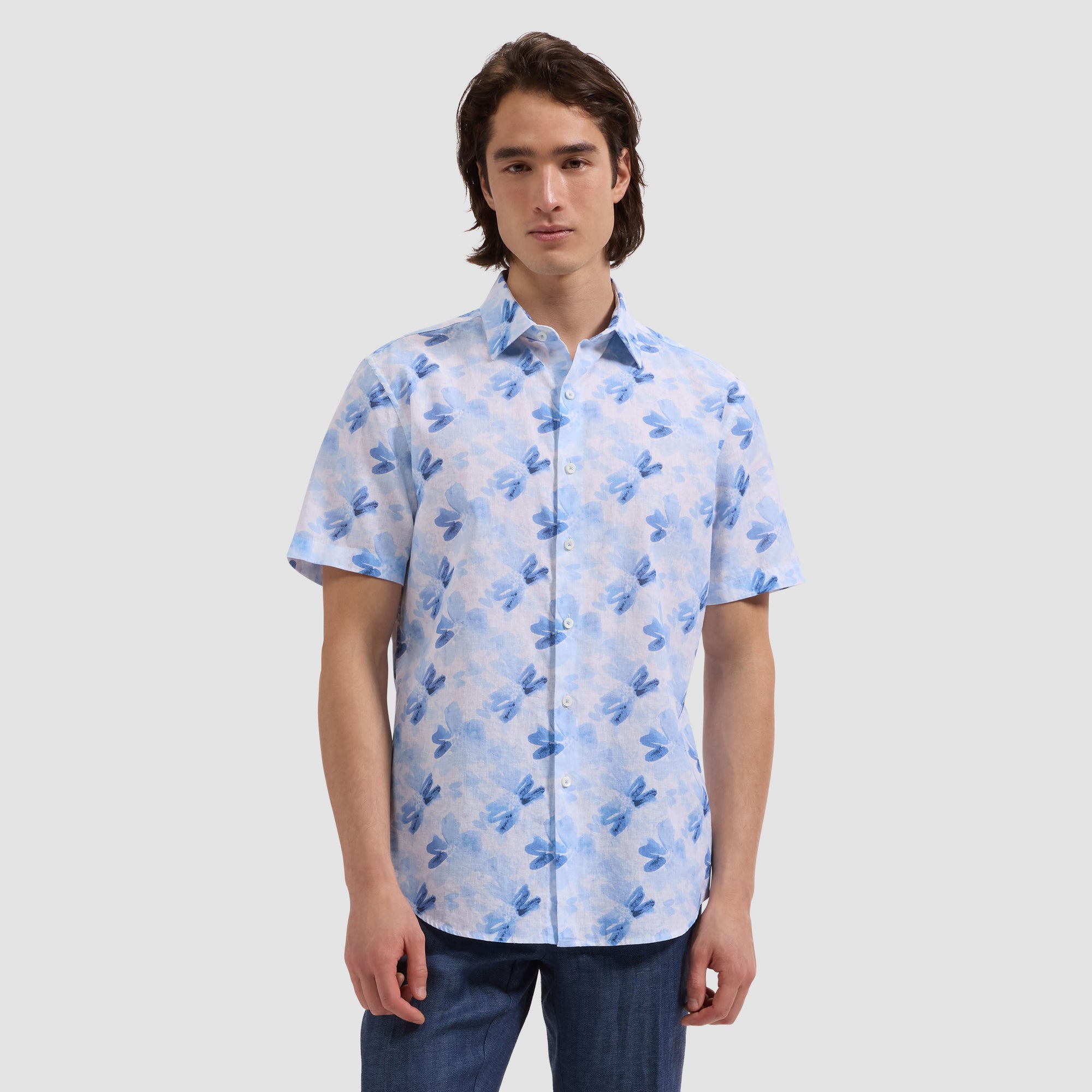 Orson Watercolor Floral Short-Sleeve Shirt