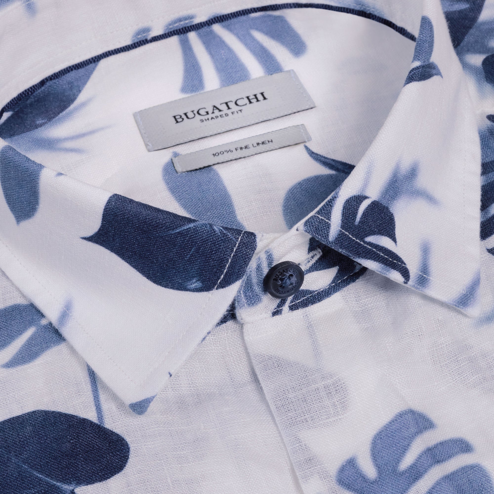 Bugatchi Men's Orson Linen Shirt - Navy