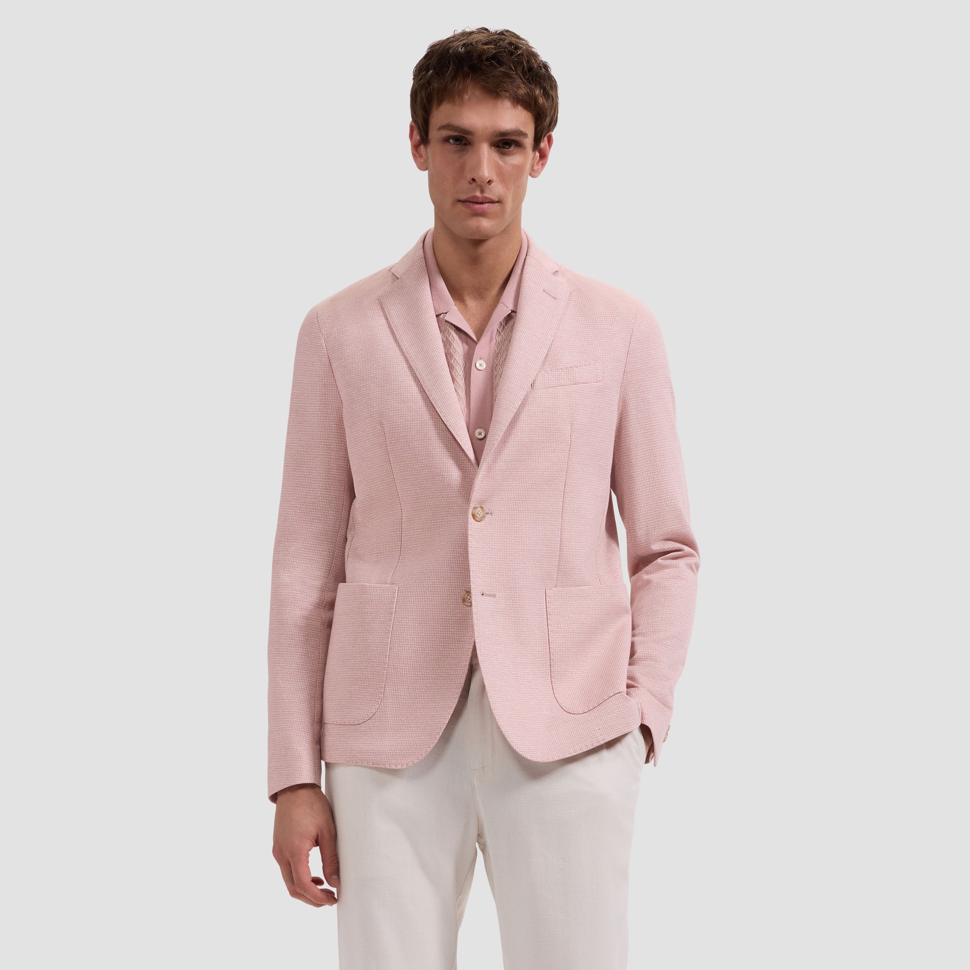 Houndstooth Two-Button Blazer