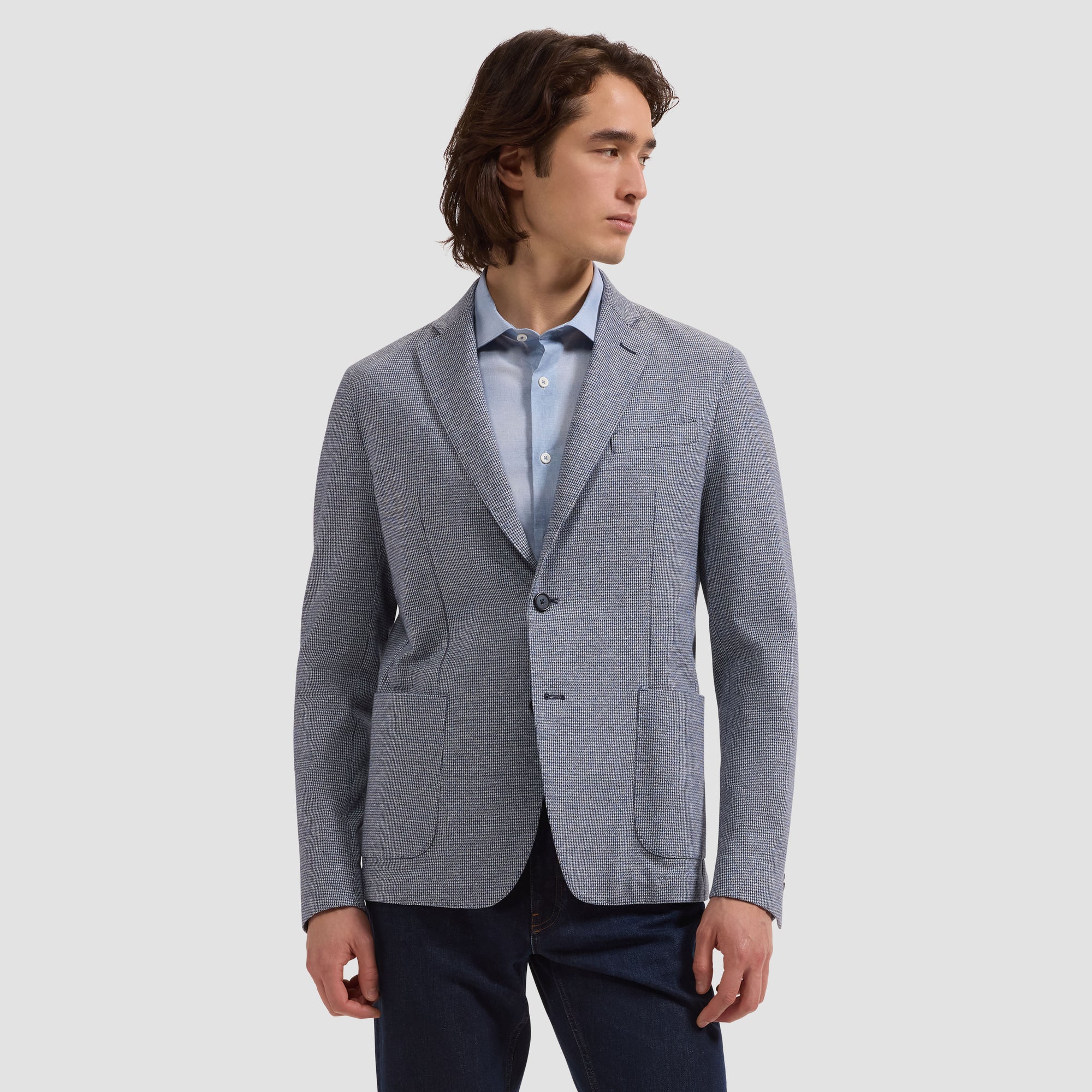 Houndstooth Two-Button Blazer