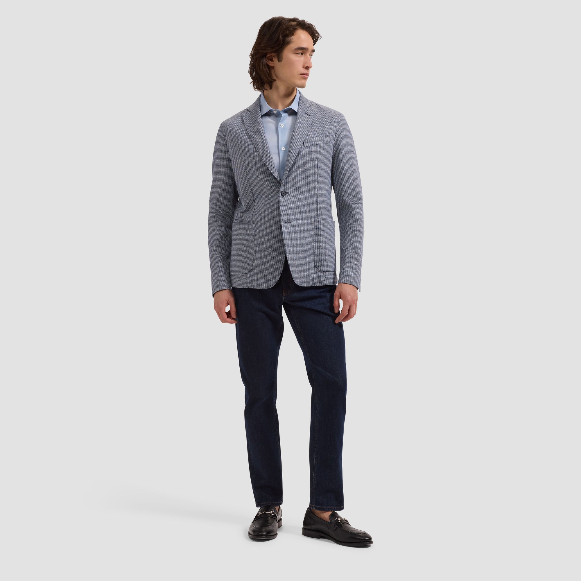 Houndstooth Two-Button Blazer