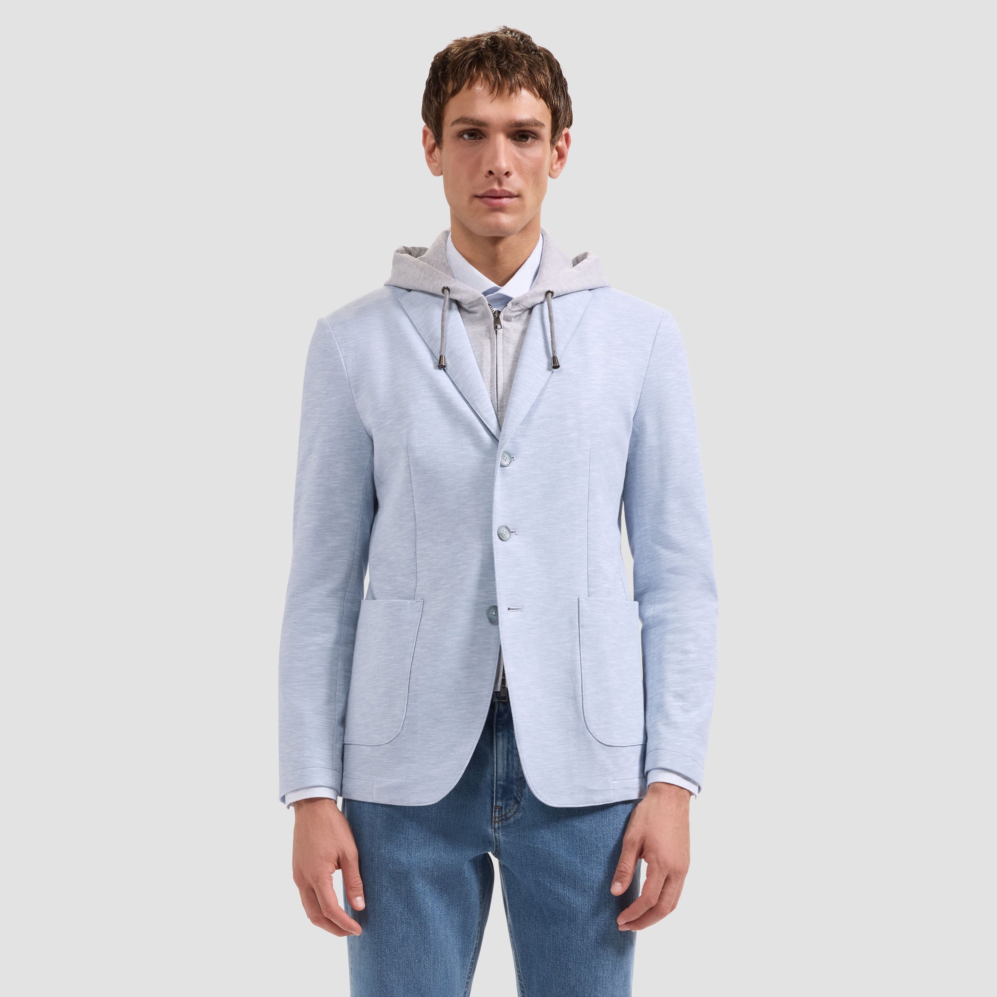Melange Pique Three-Button Blazer