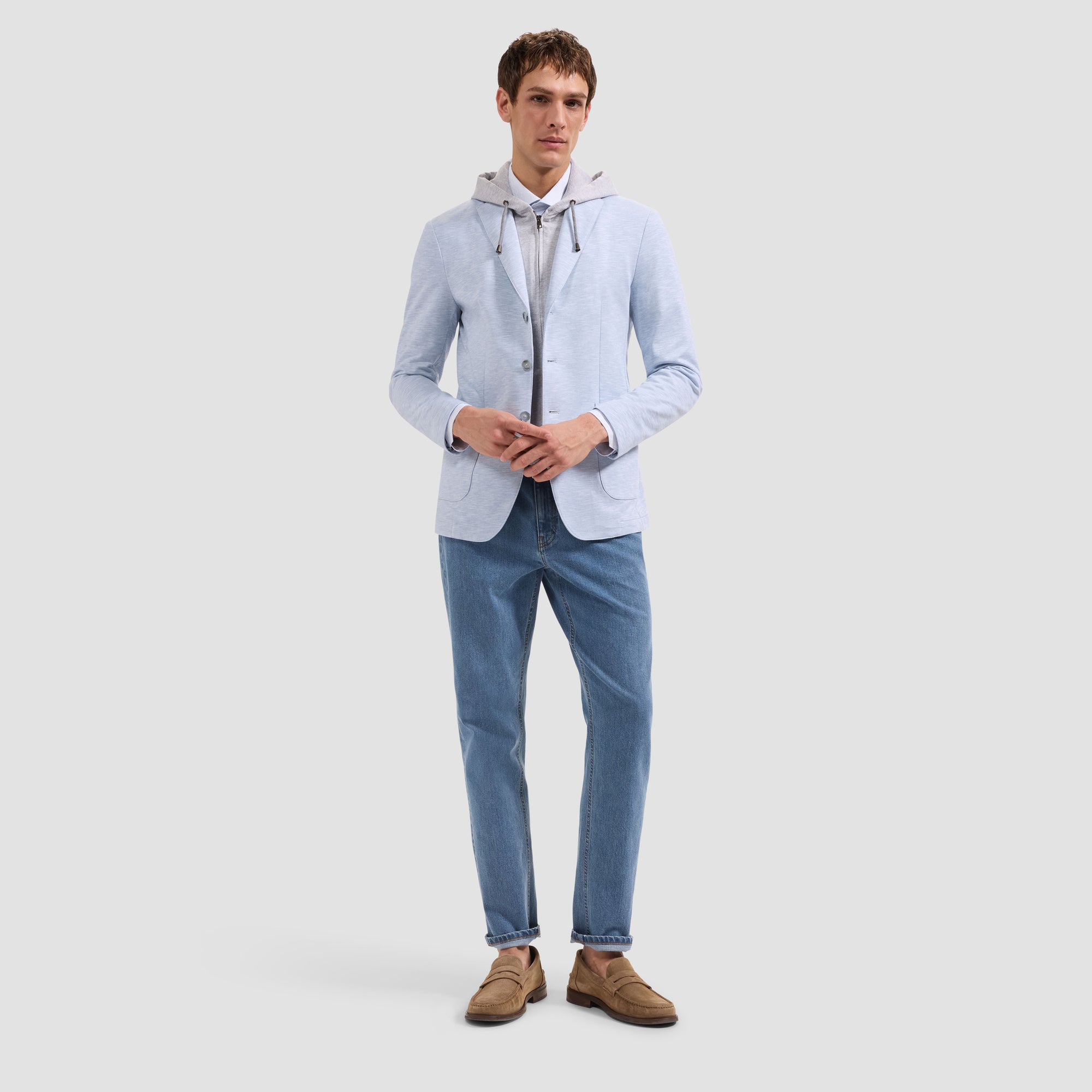 Melange Pique Three-Button Blazer