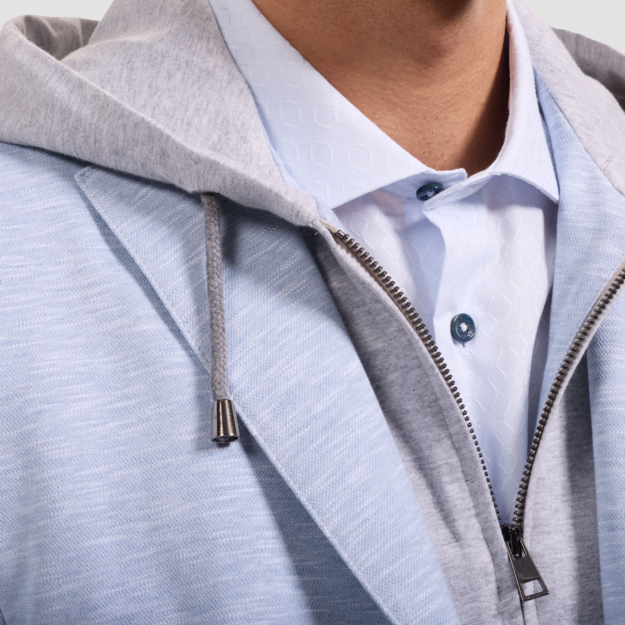Melange Pique Three-Button Blazer