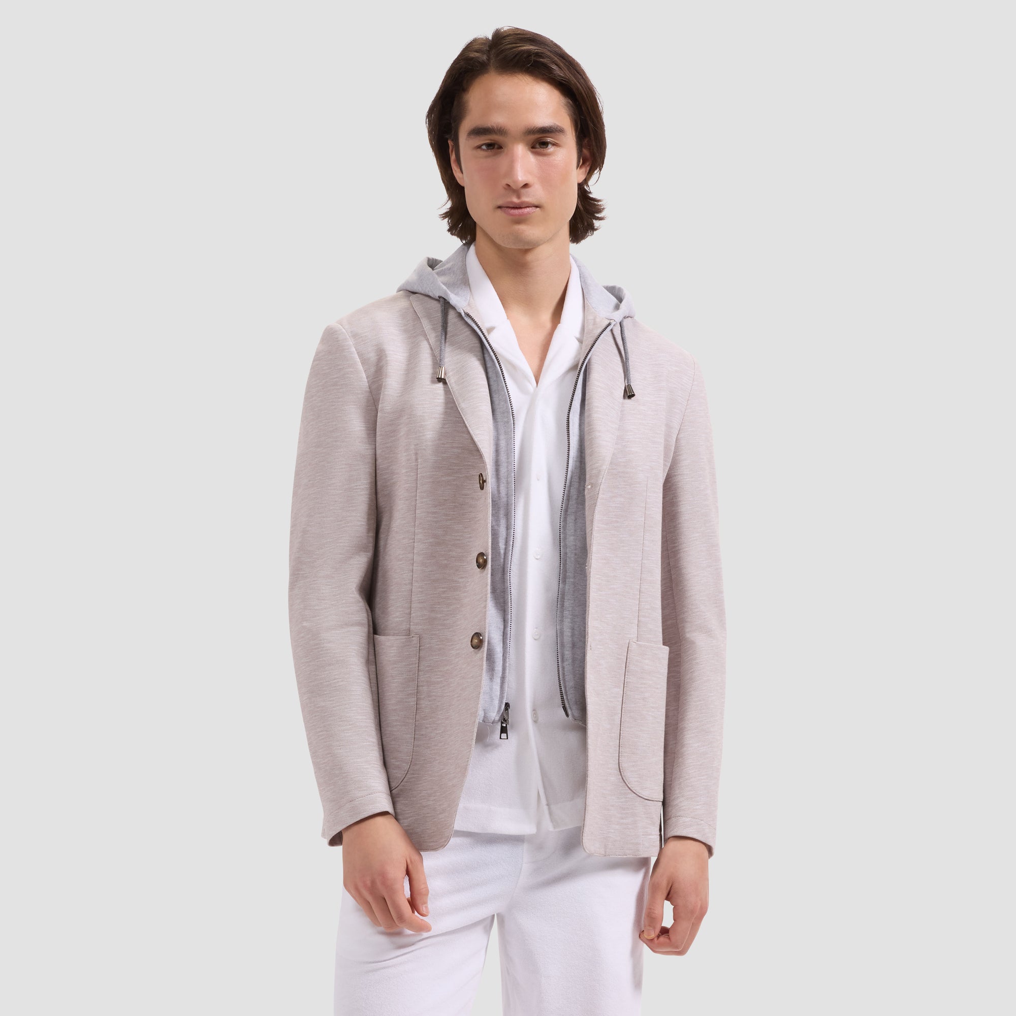 Melange Pique Three-Button Blazer