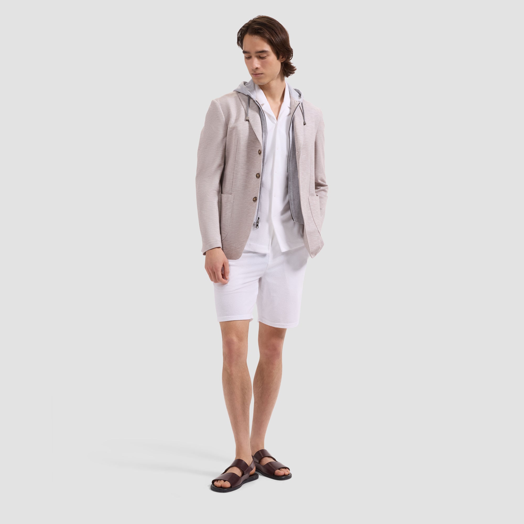 Melange Pique Three-Button Blazer