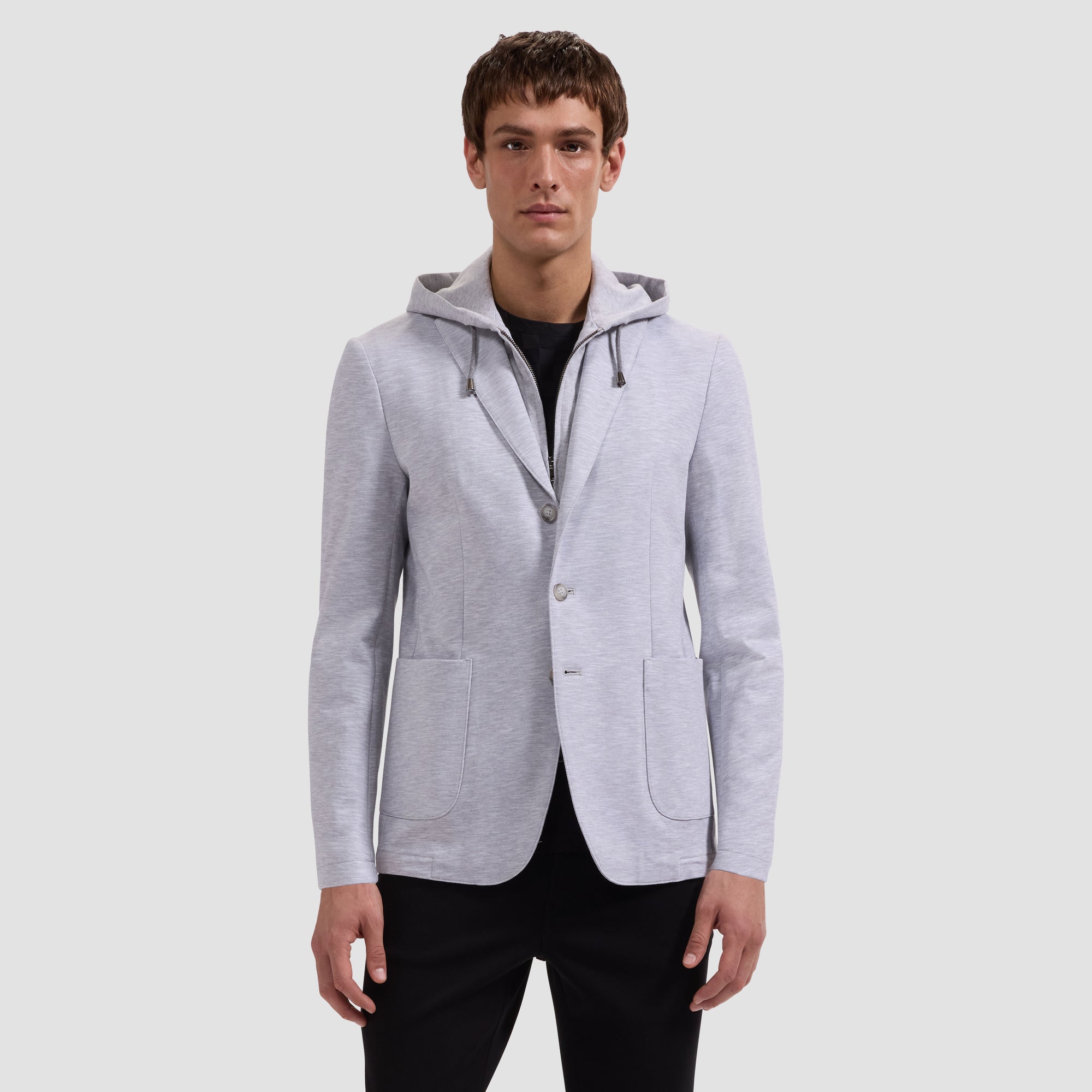 Melange Pique Three-Button Blazer