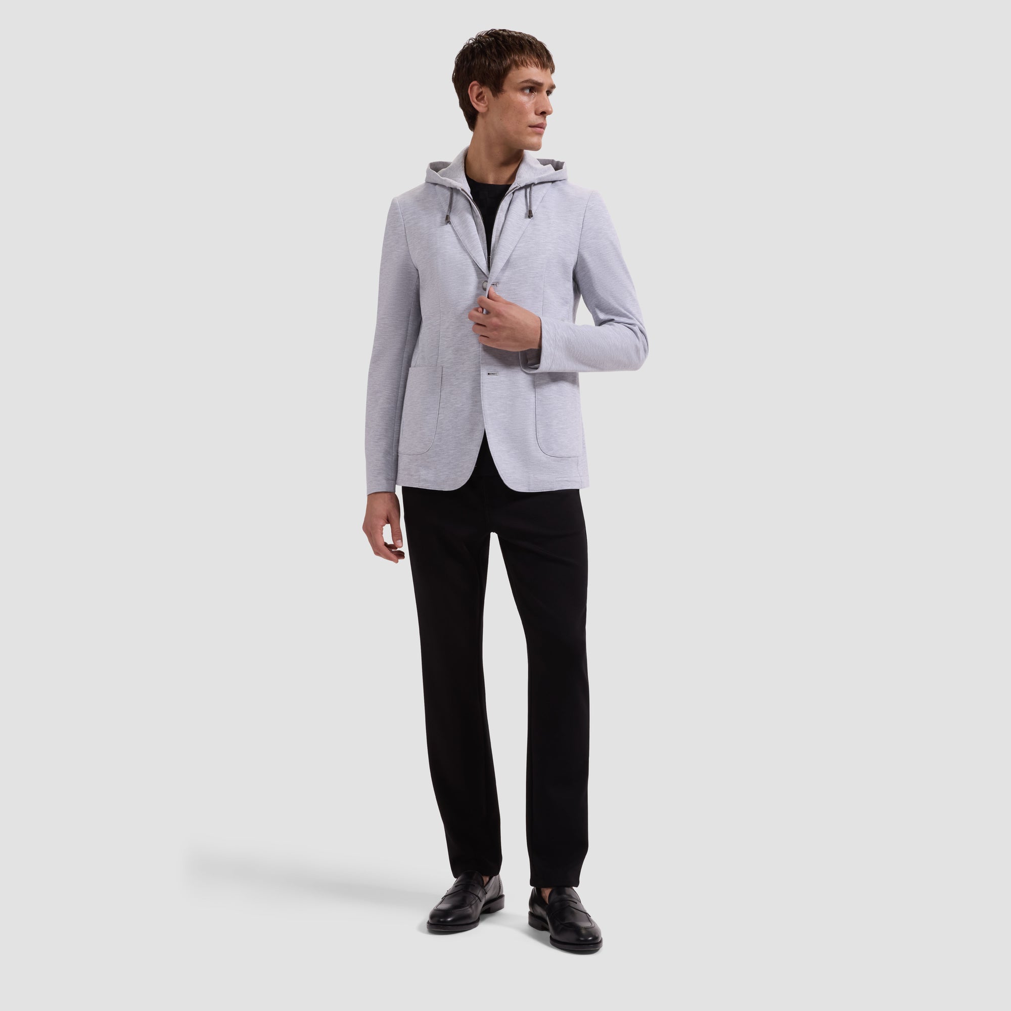 Melange Pique Three-Button Blazer