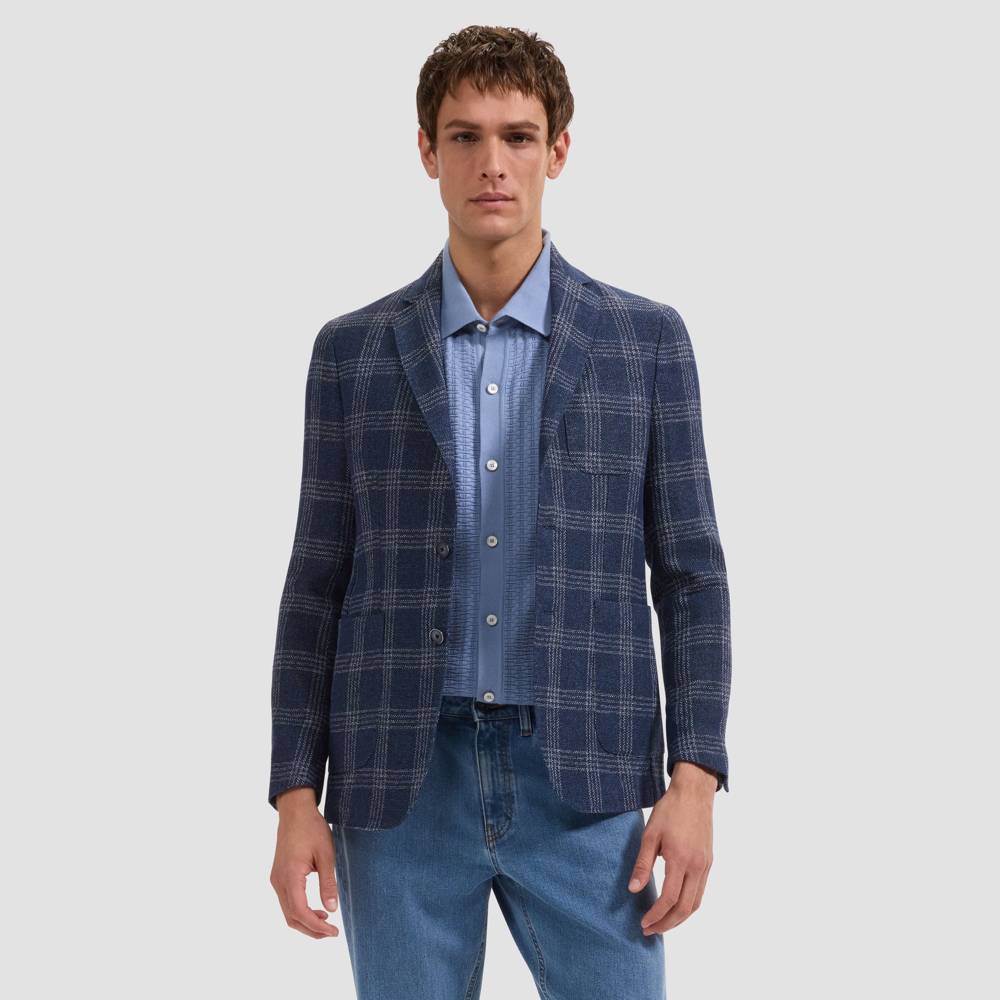 Windowpane Two-Button Blazer