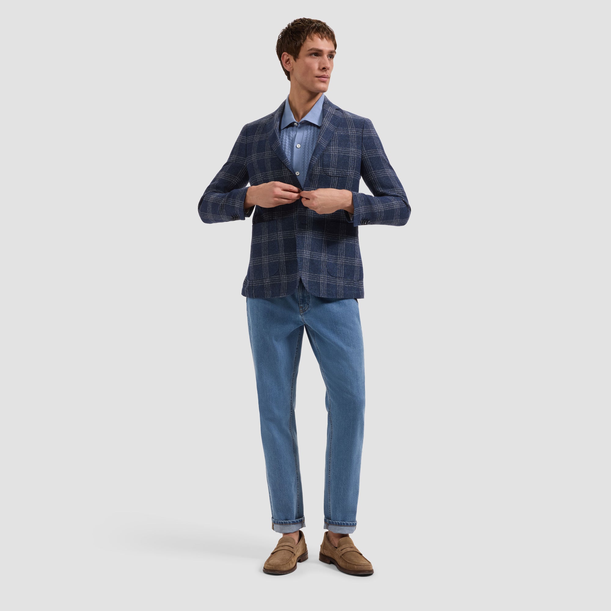 Windowpane Two-Button Blazer